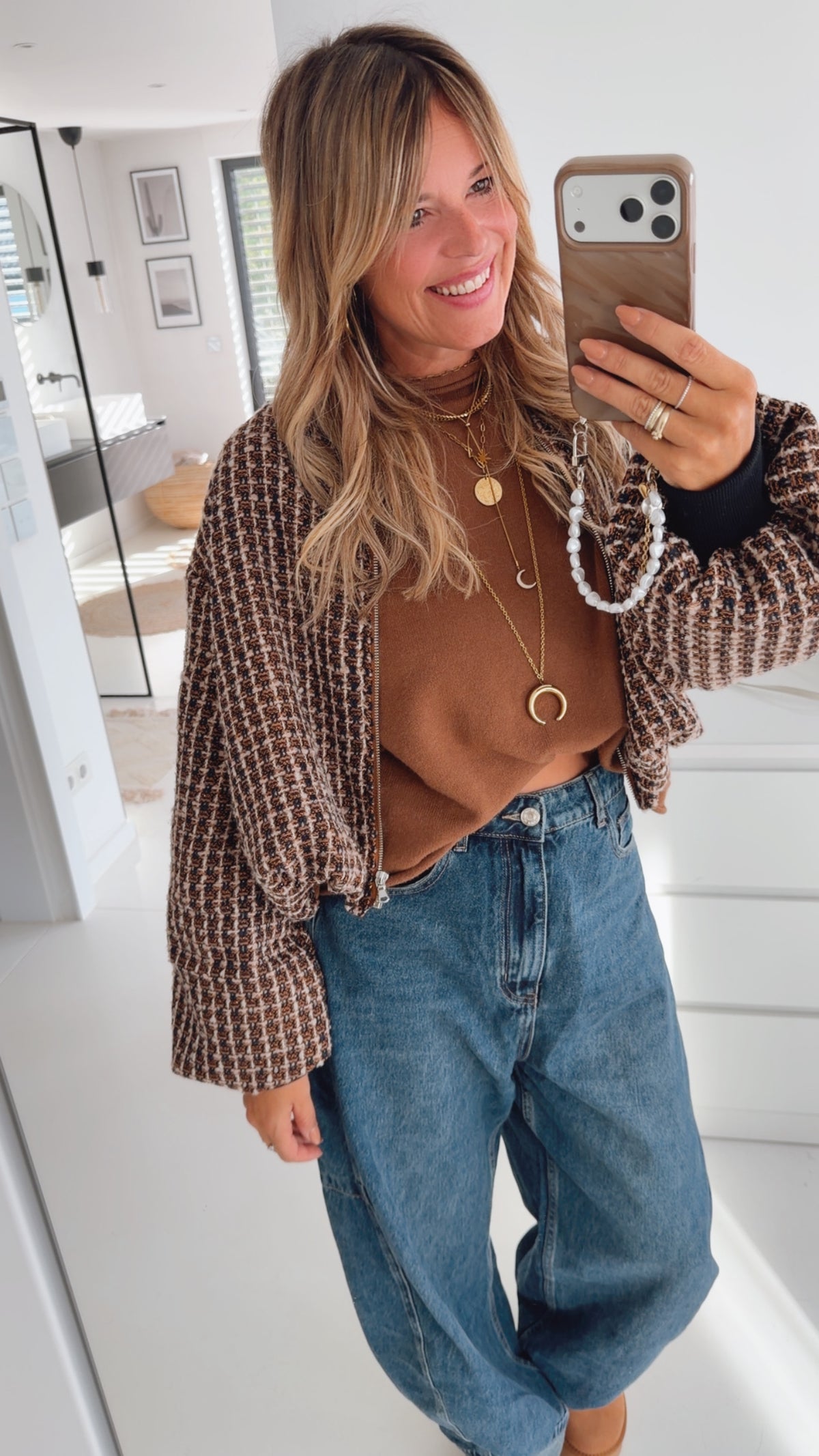 Cropped Jacke Tweed Look