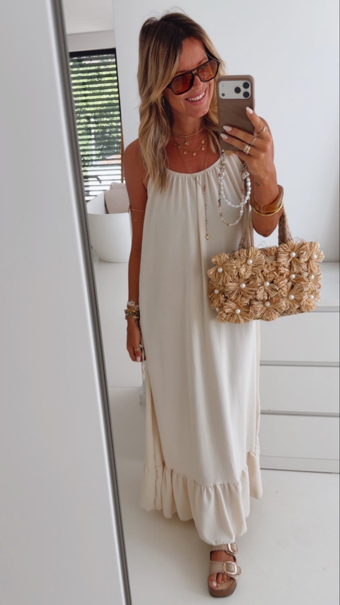 Spaghetti Kleid Volants