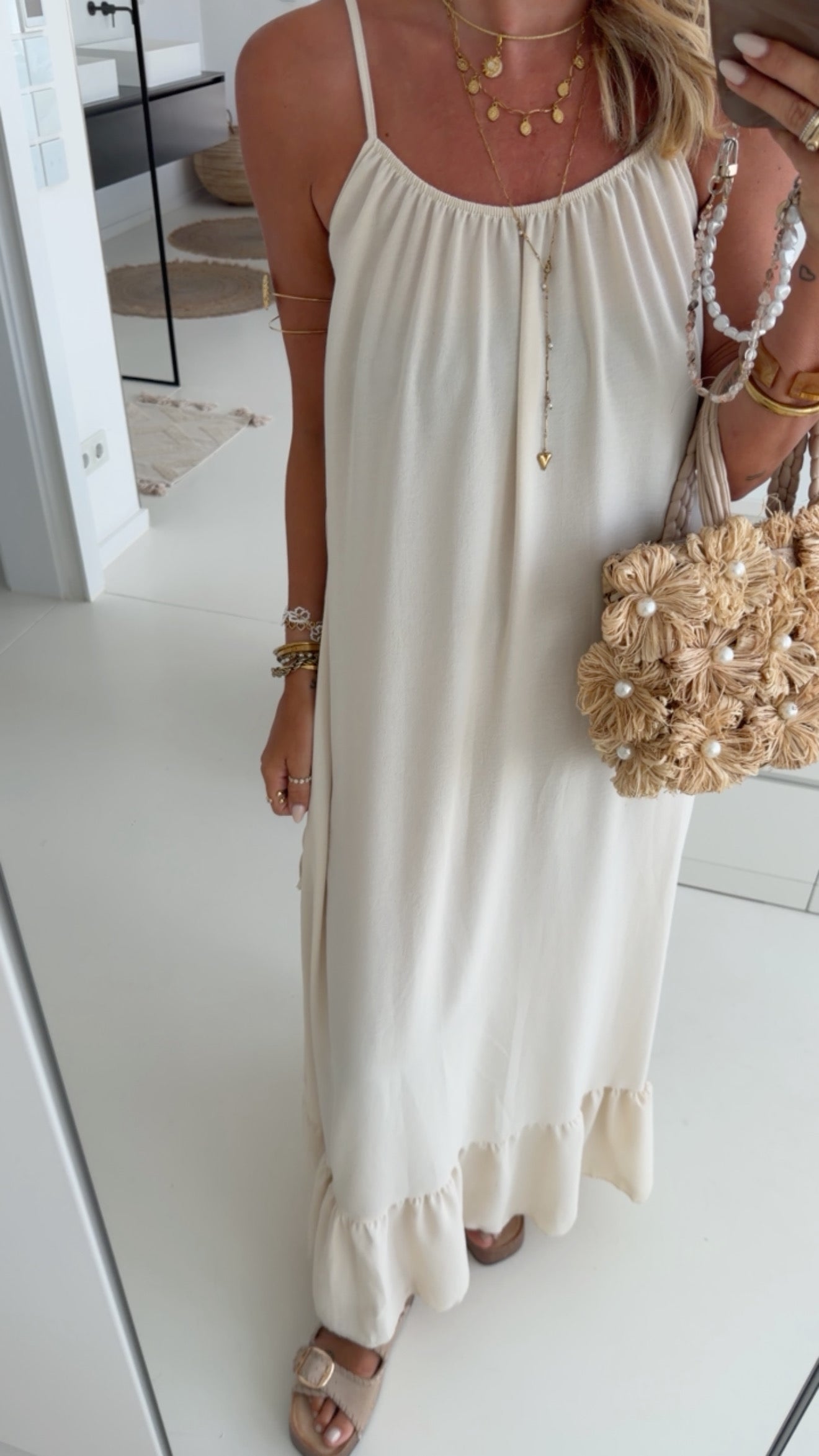 Spaghetti Kleid Volants