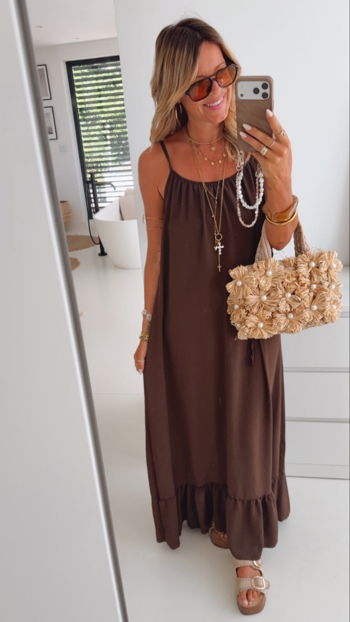 Spaghetti Kleid Volants