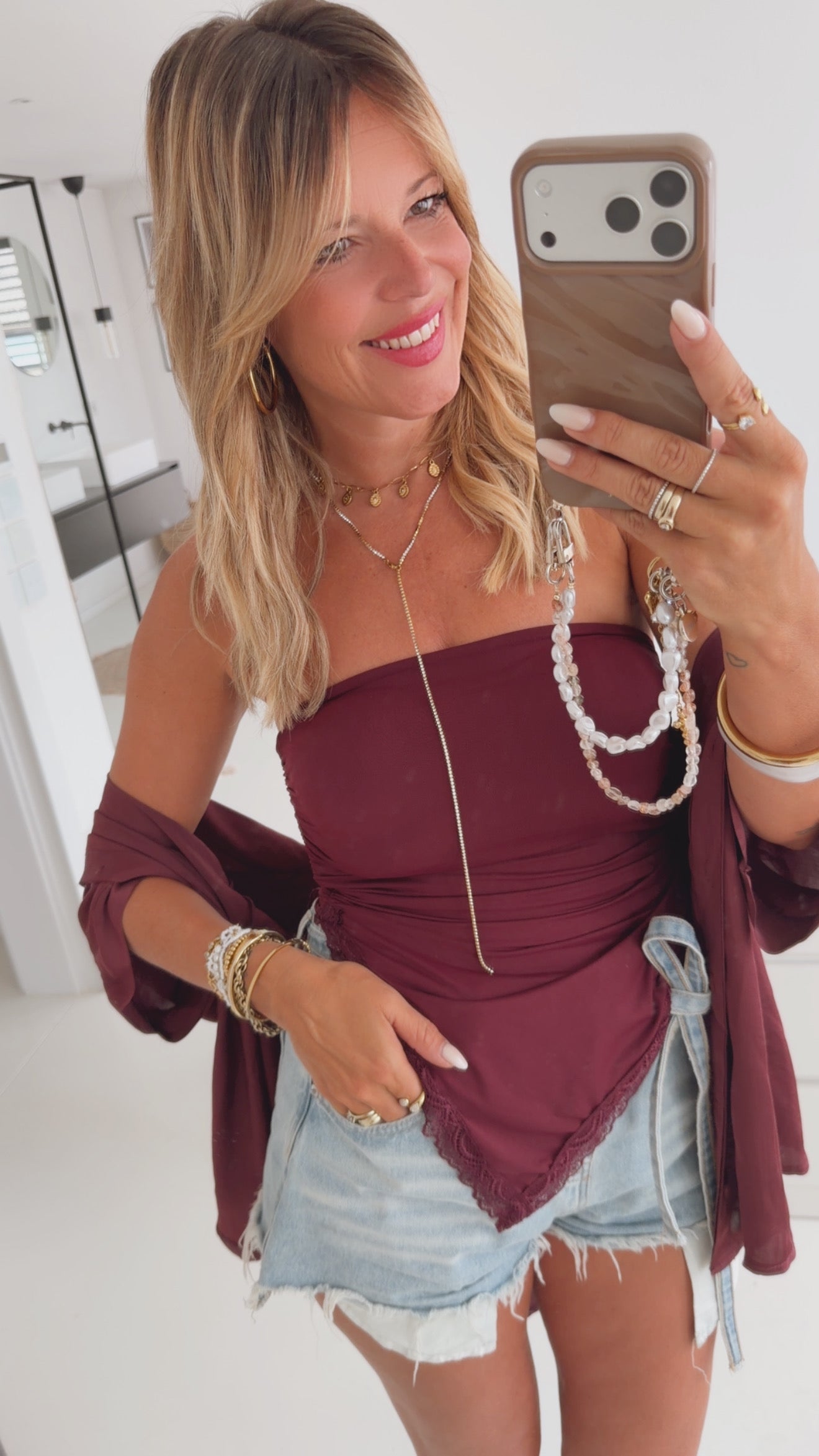 Tube Top mit seitlichem Schlitz & Lace Detail
