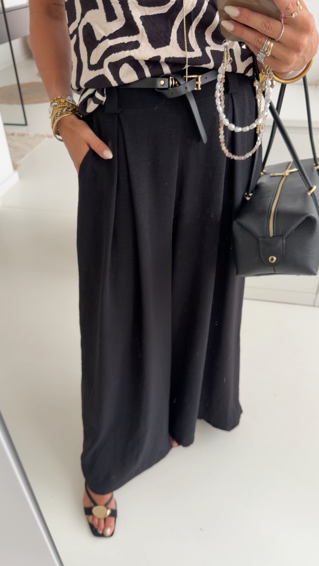 Wide Leg Hose Mit Bundfalten