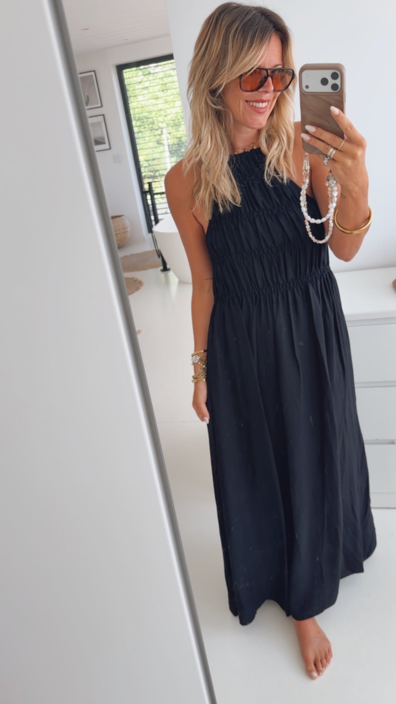 Long Kleid Mit Raffung