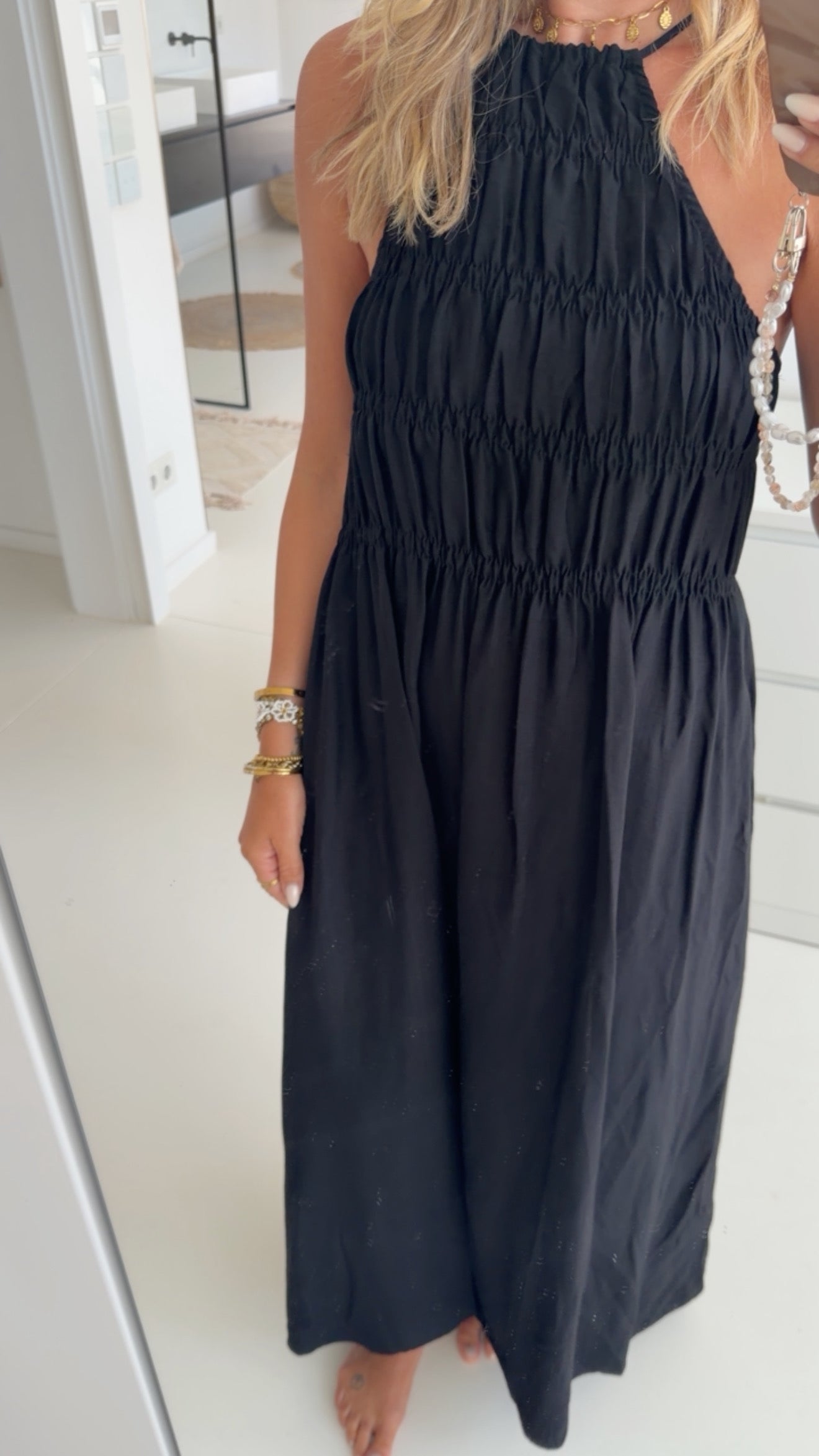 Long Kleid Mit Raffung
