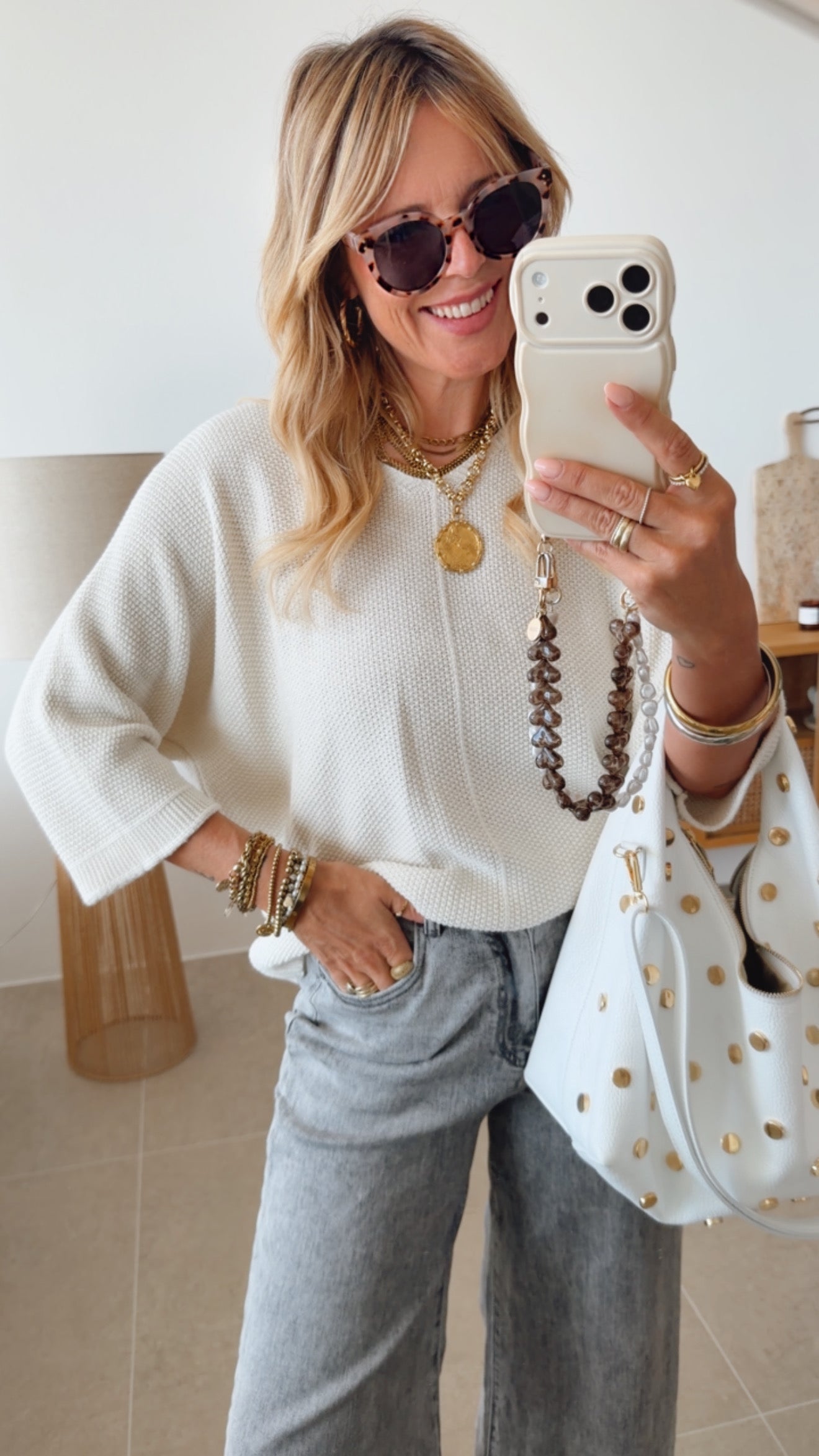 Knit Pulli Glitter Dreiviertelarm