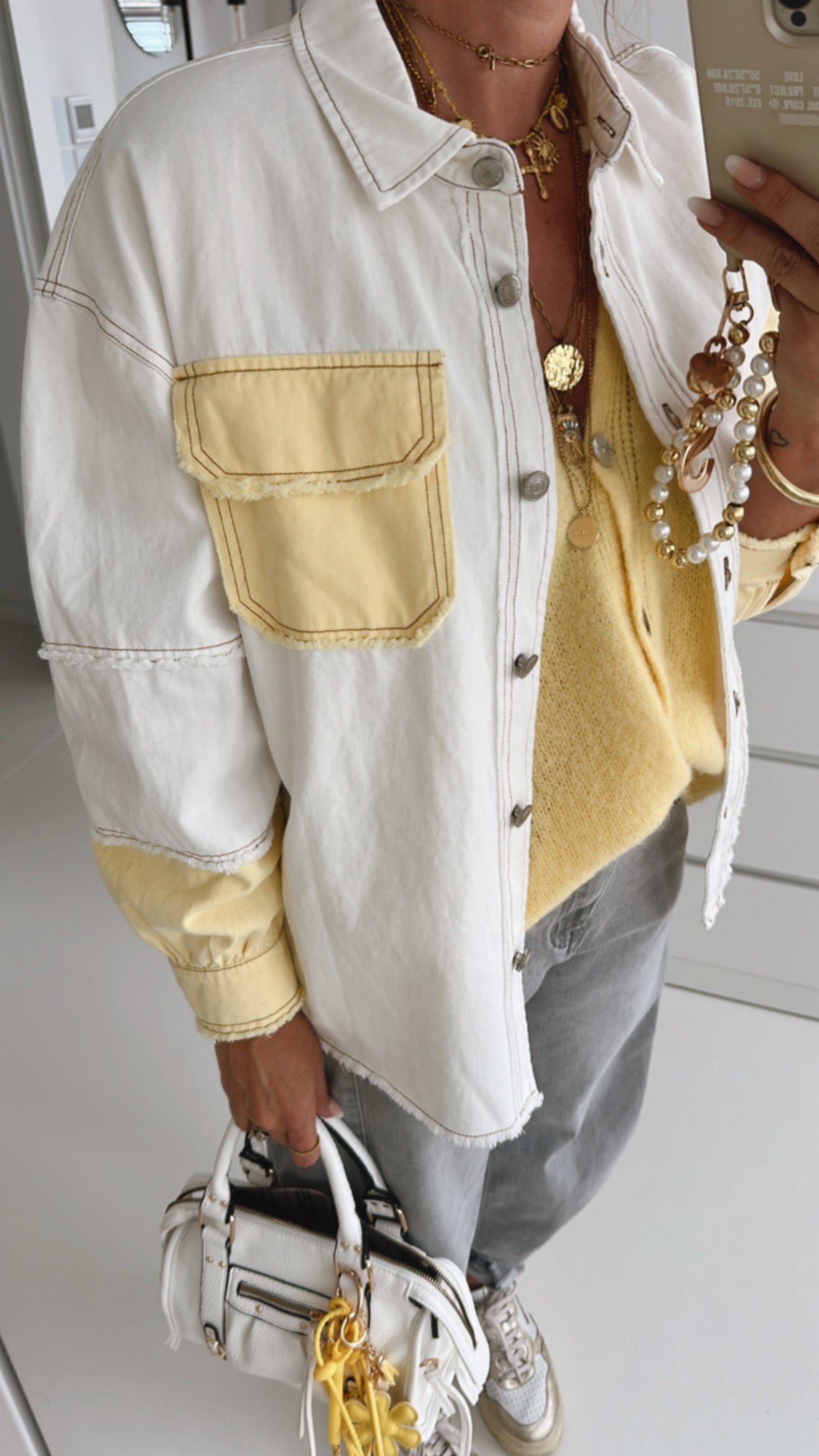 Denim Hemd Jacke Bicolor