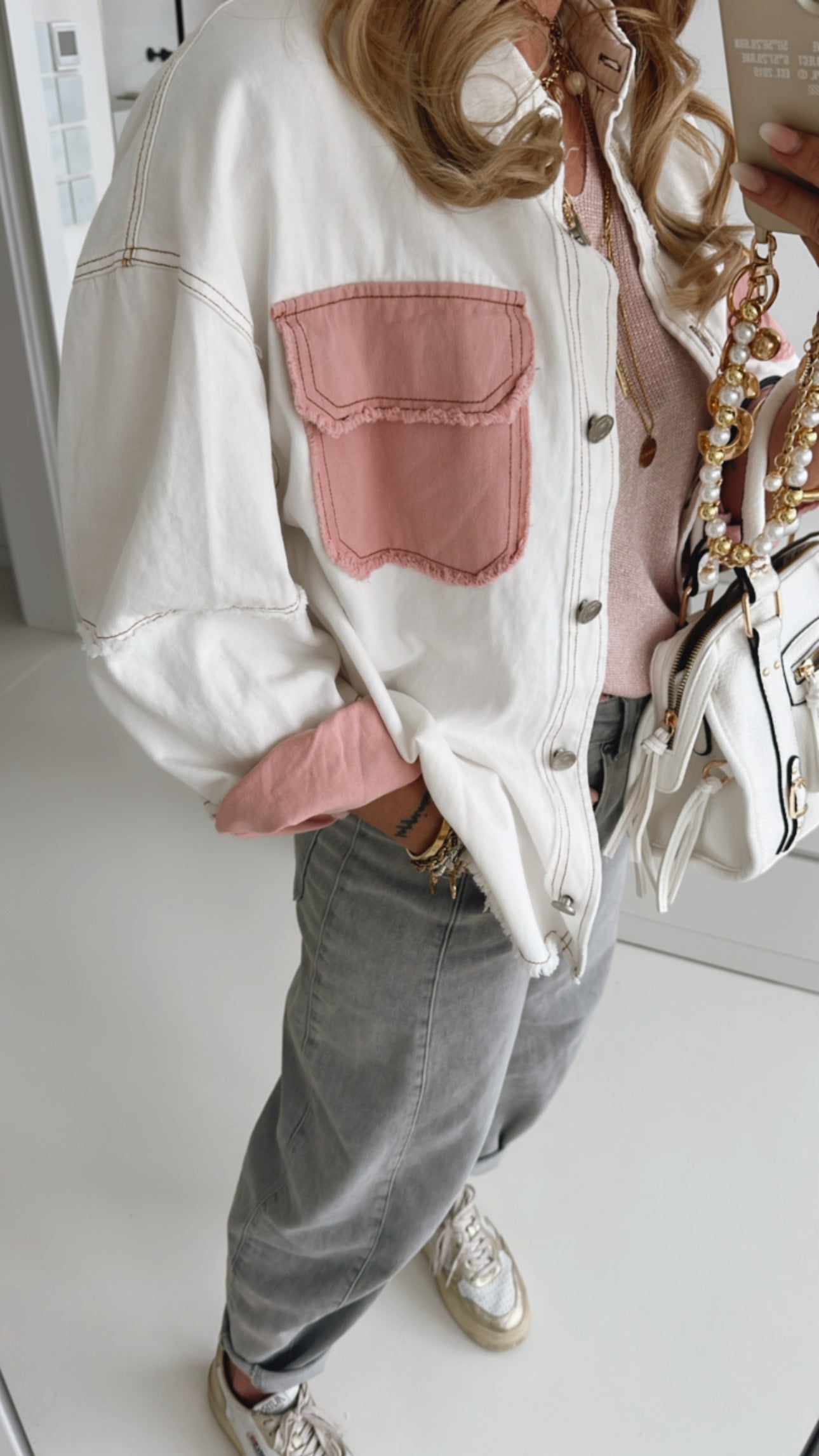 Denim Hemd Jacke Bicolor