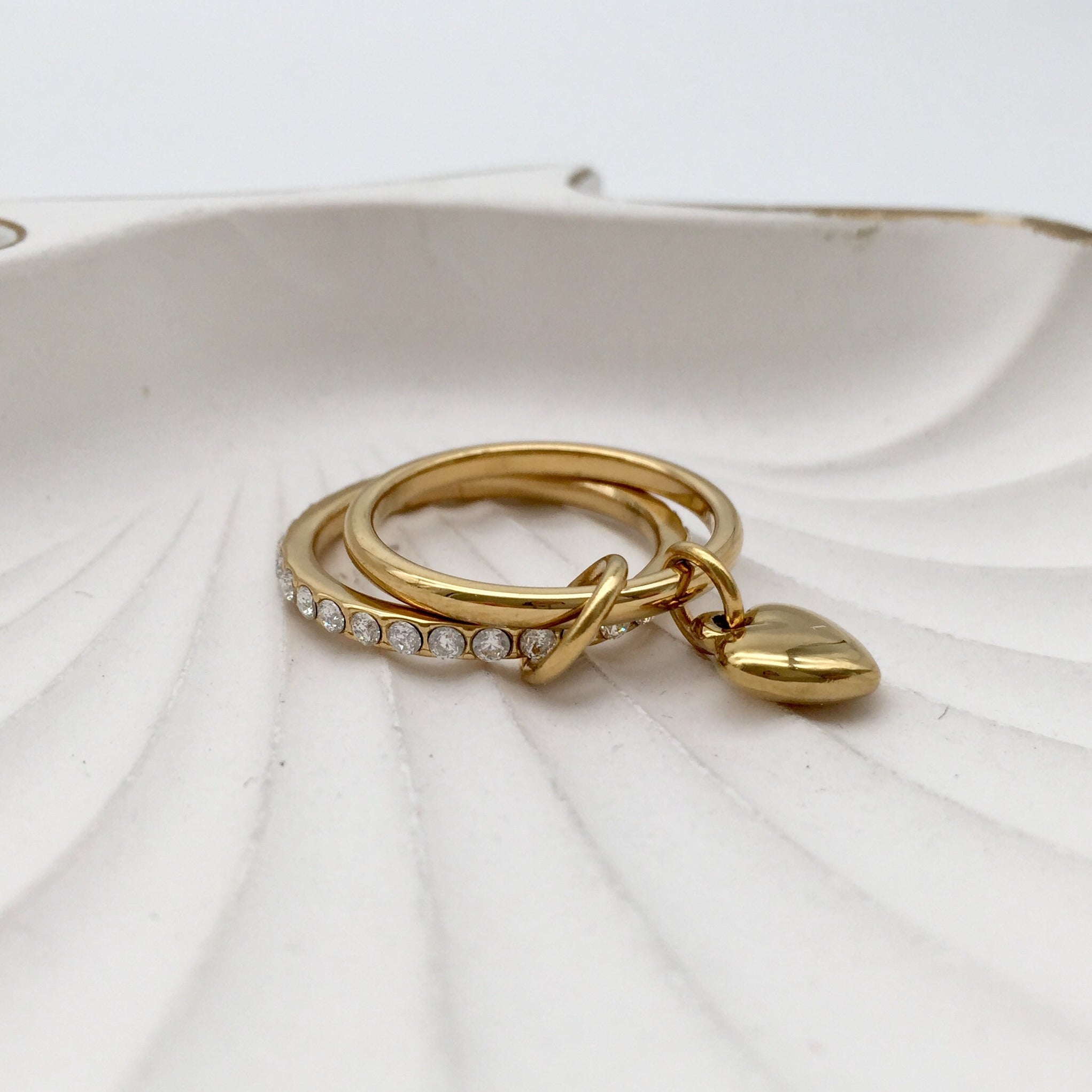 Double Ring Hanging Heart