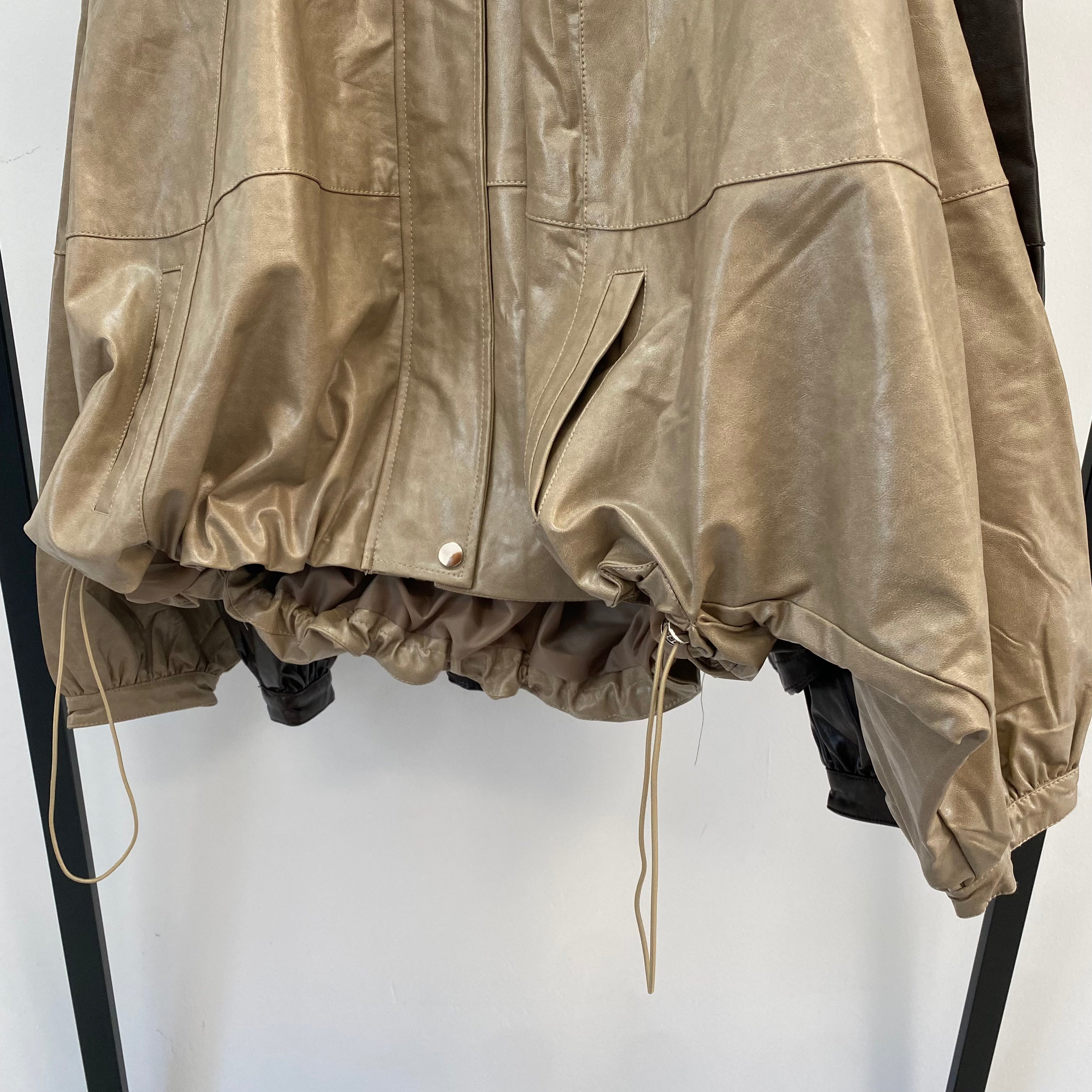 Loose Midi Jacke in Lederoptik