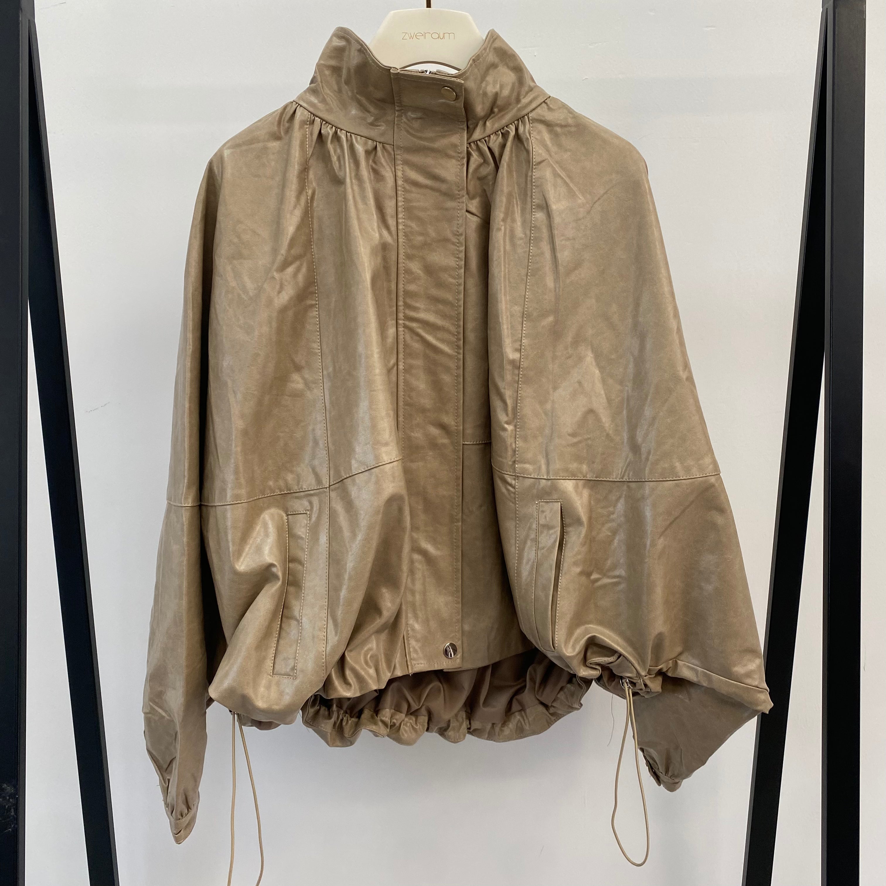 Loose Midi Jacke in Lederoptik