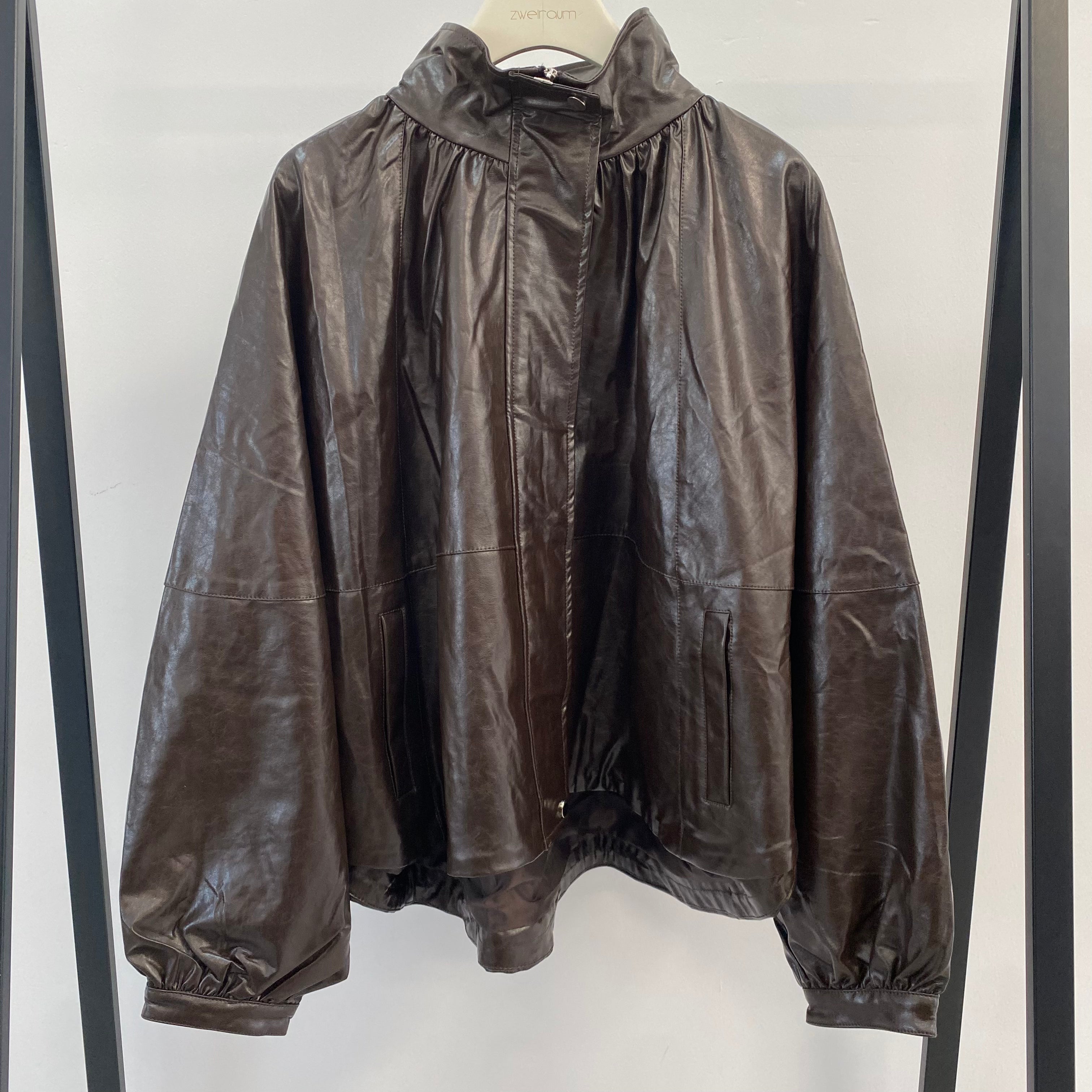 Loose Midi Jacke in Lederoptik