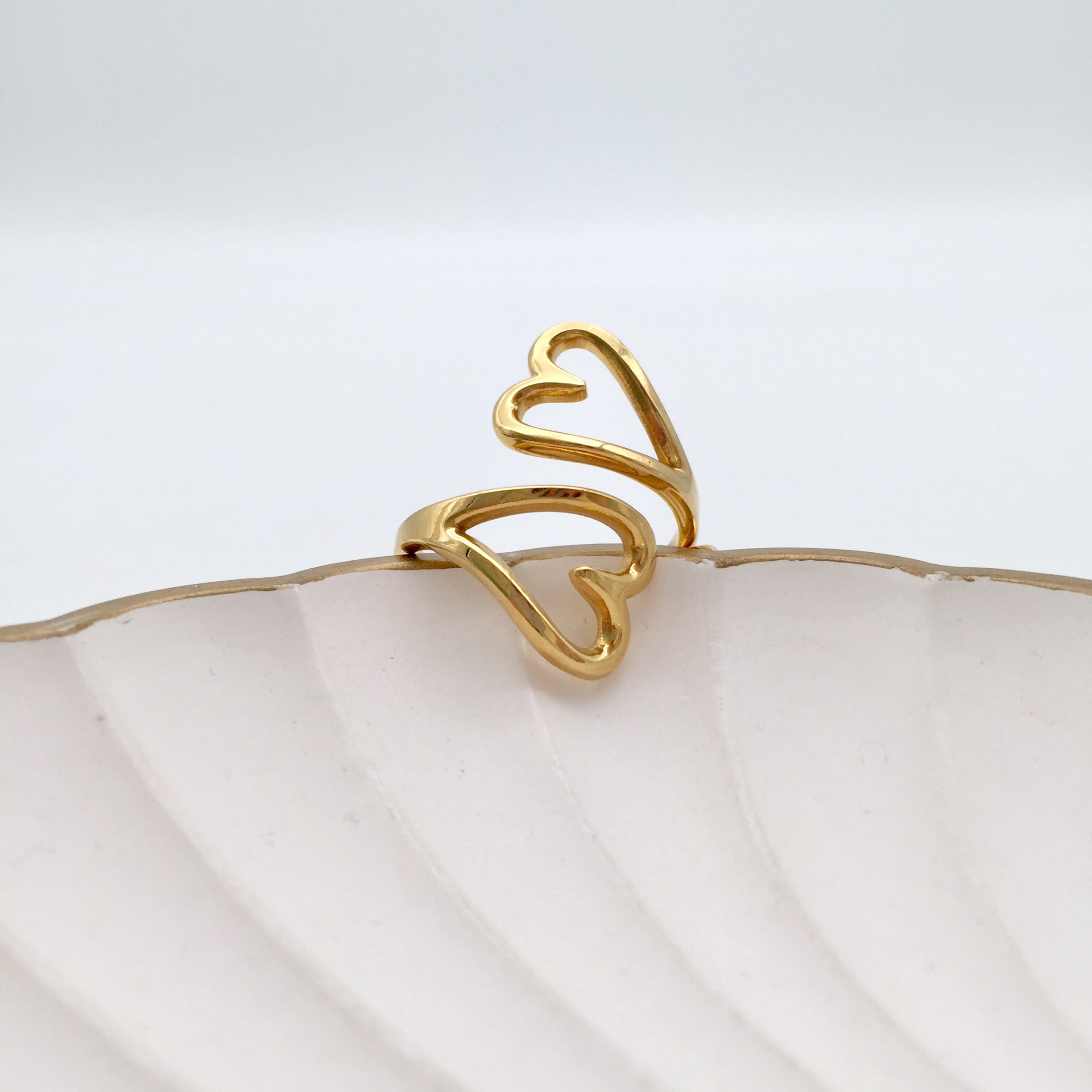 Ring Hugging Double Heart