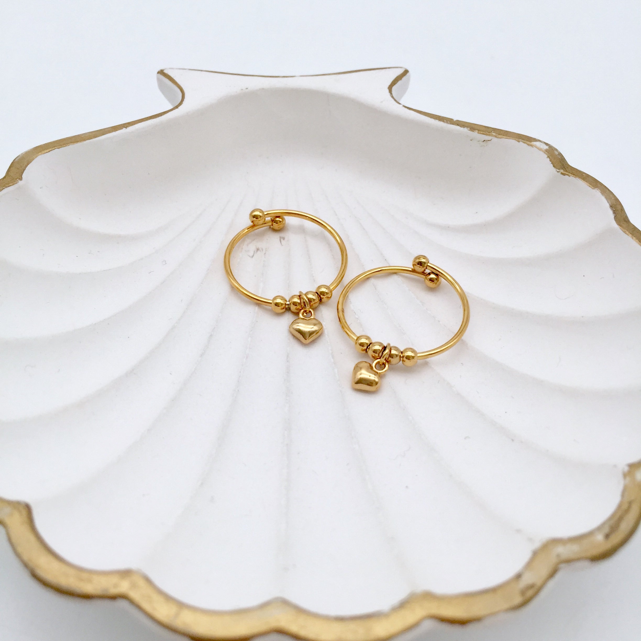 Ring Tiny Heart & Golden Pearls