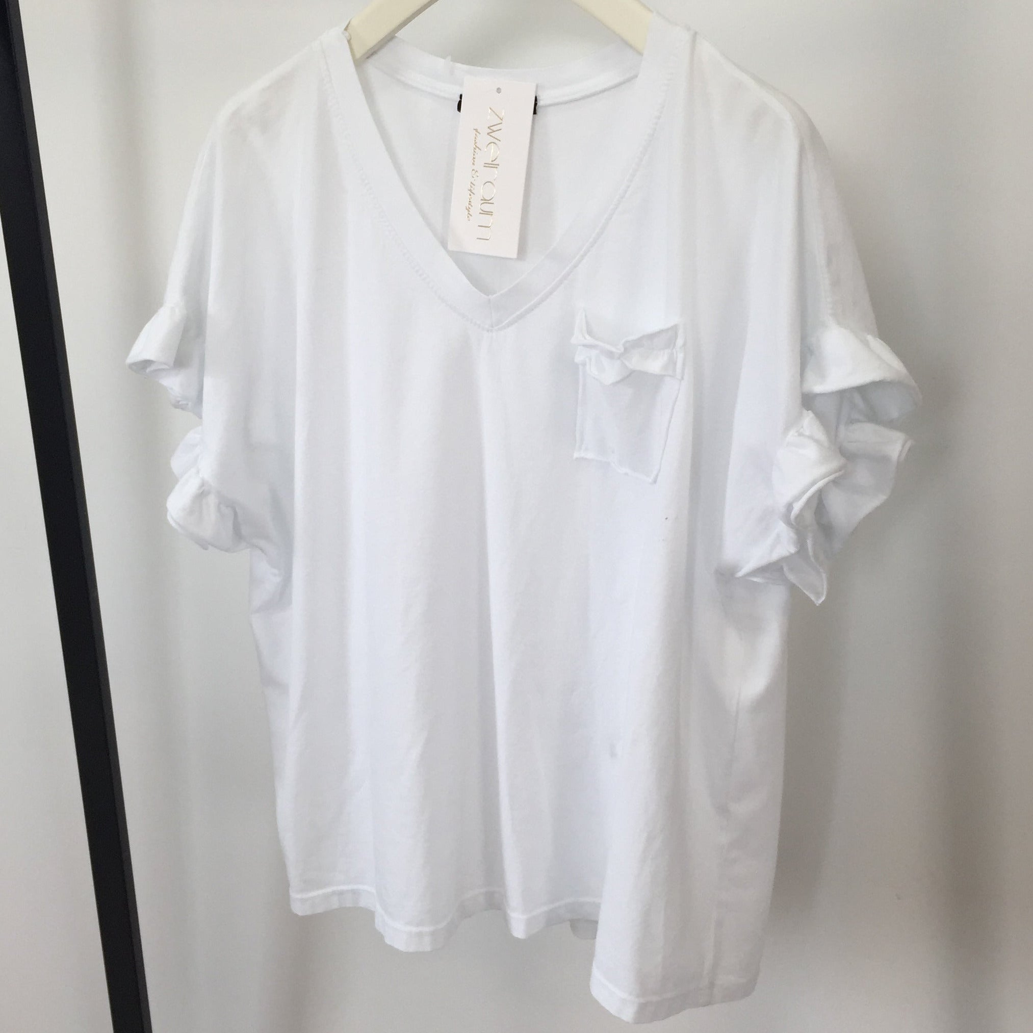 Shirt V-Neck Rüschenarm