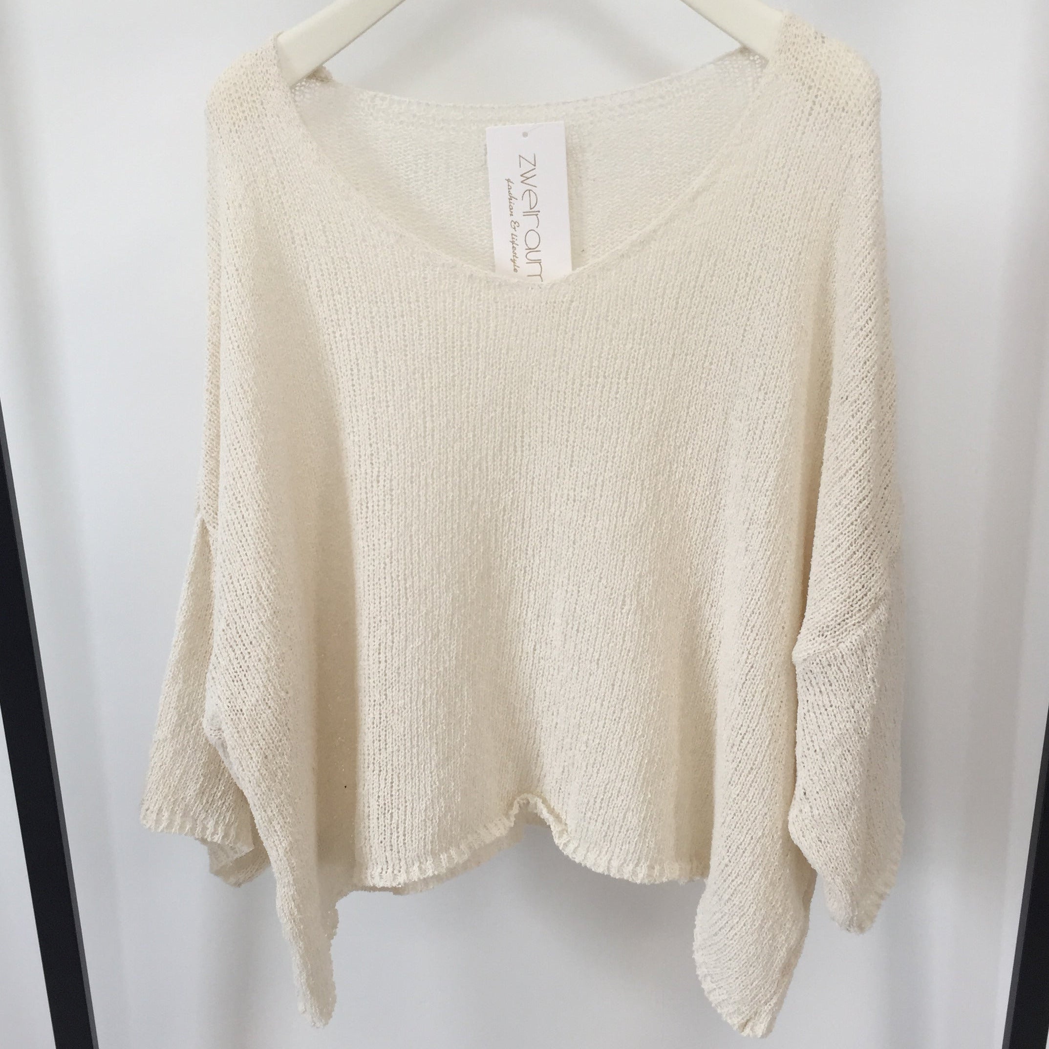 Midi Knit Pulli V-Neck Dreiviertelarm