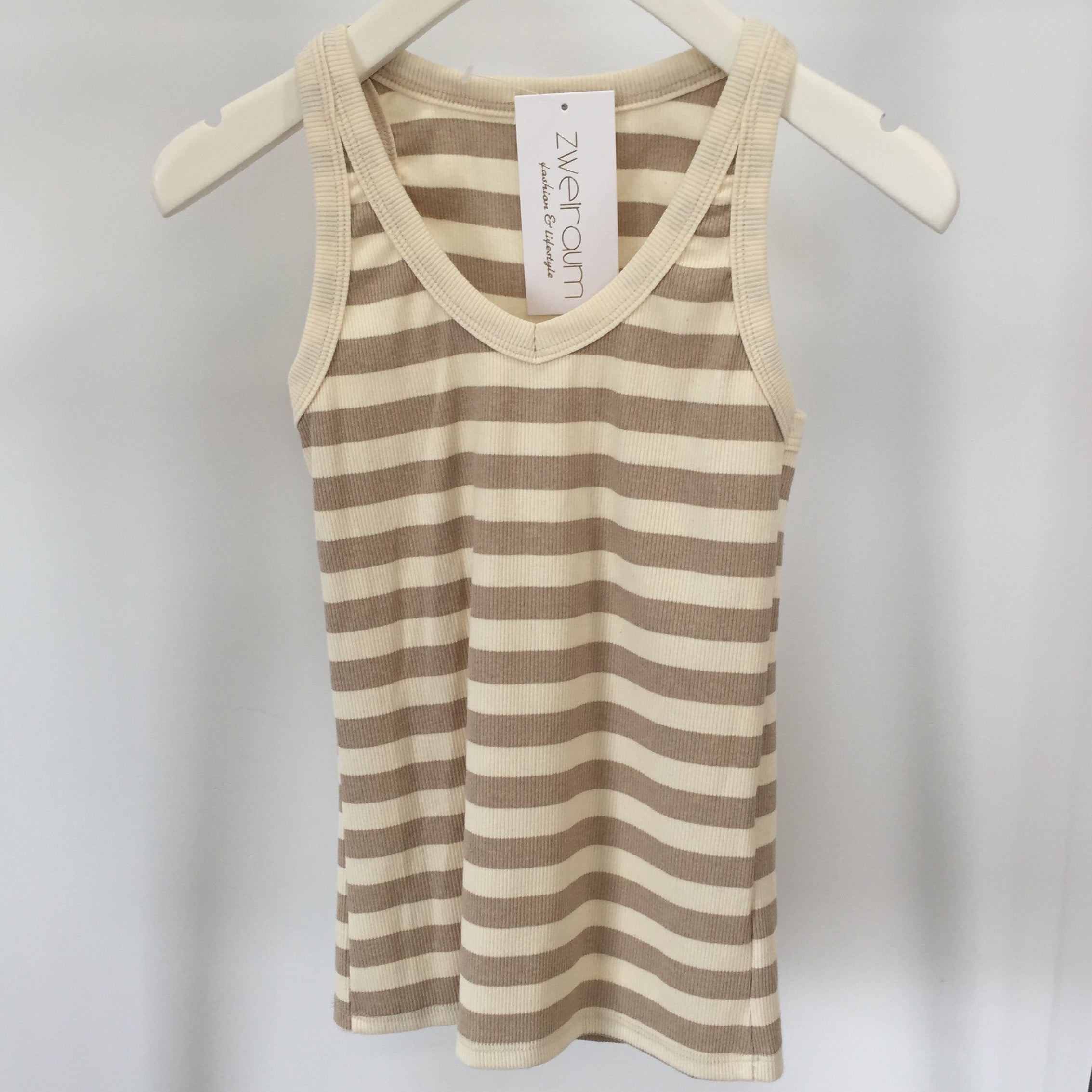 Tank Top Stripes Rounded V-Neck