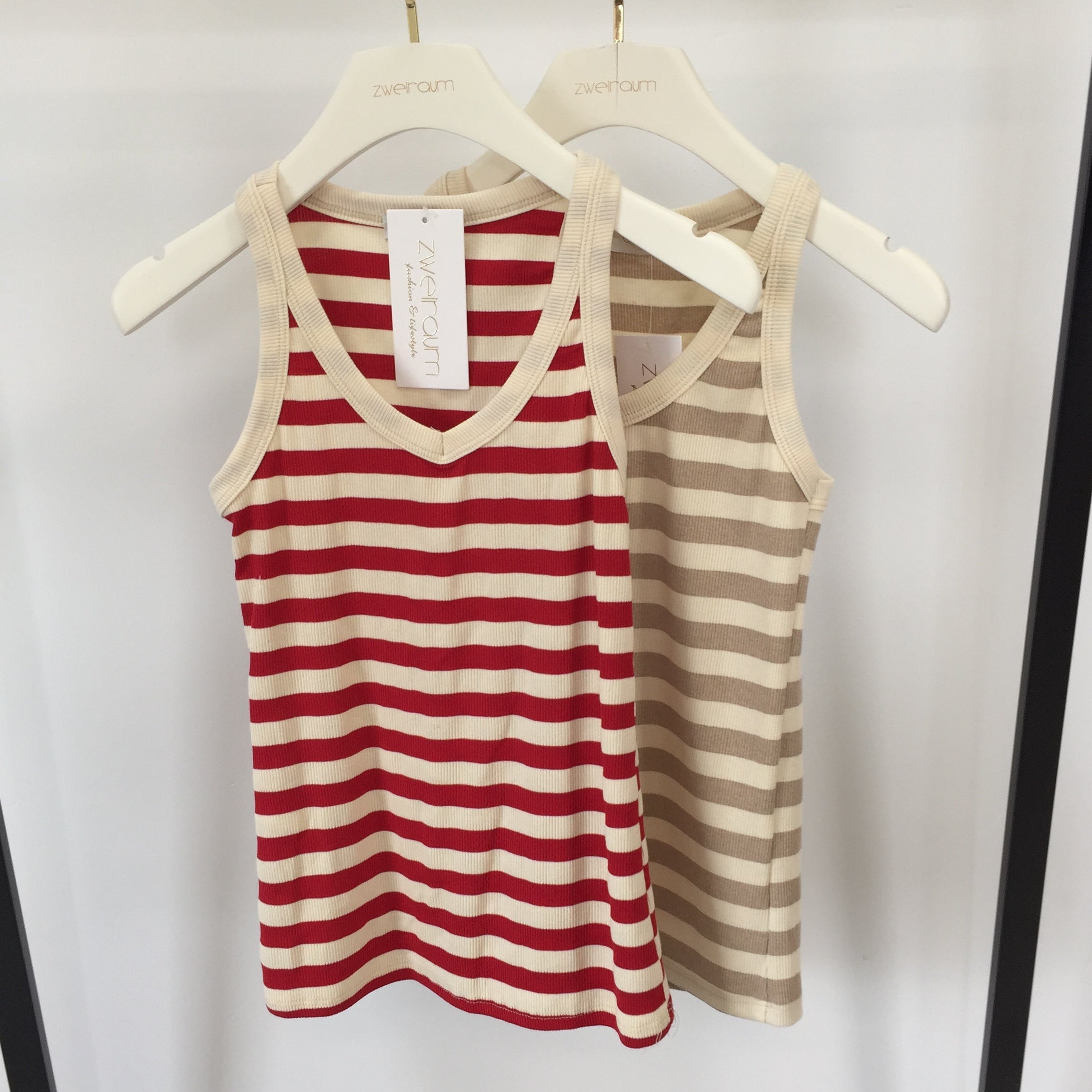 Tank Top Stripes Rounded V-Neck