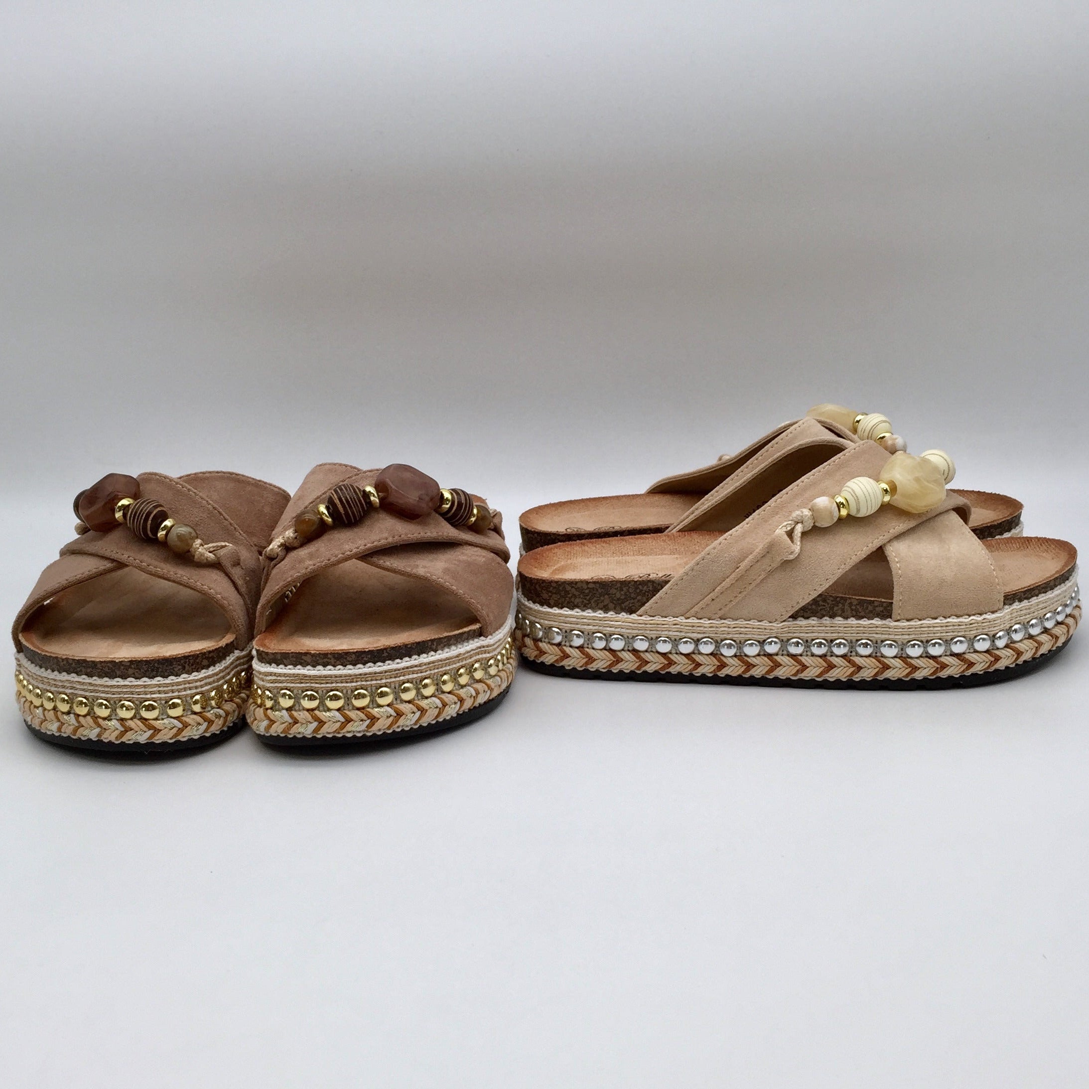 Boho Schlappen Pearls & Stones