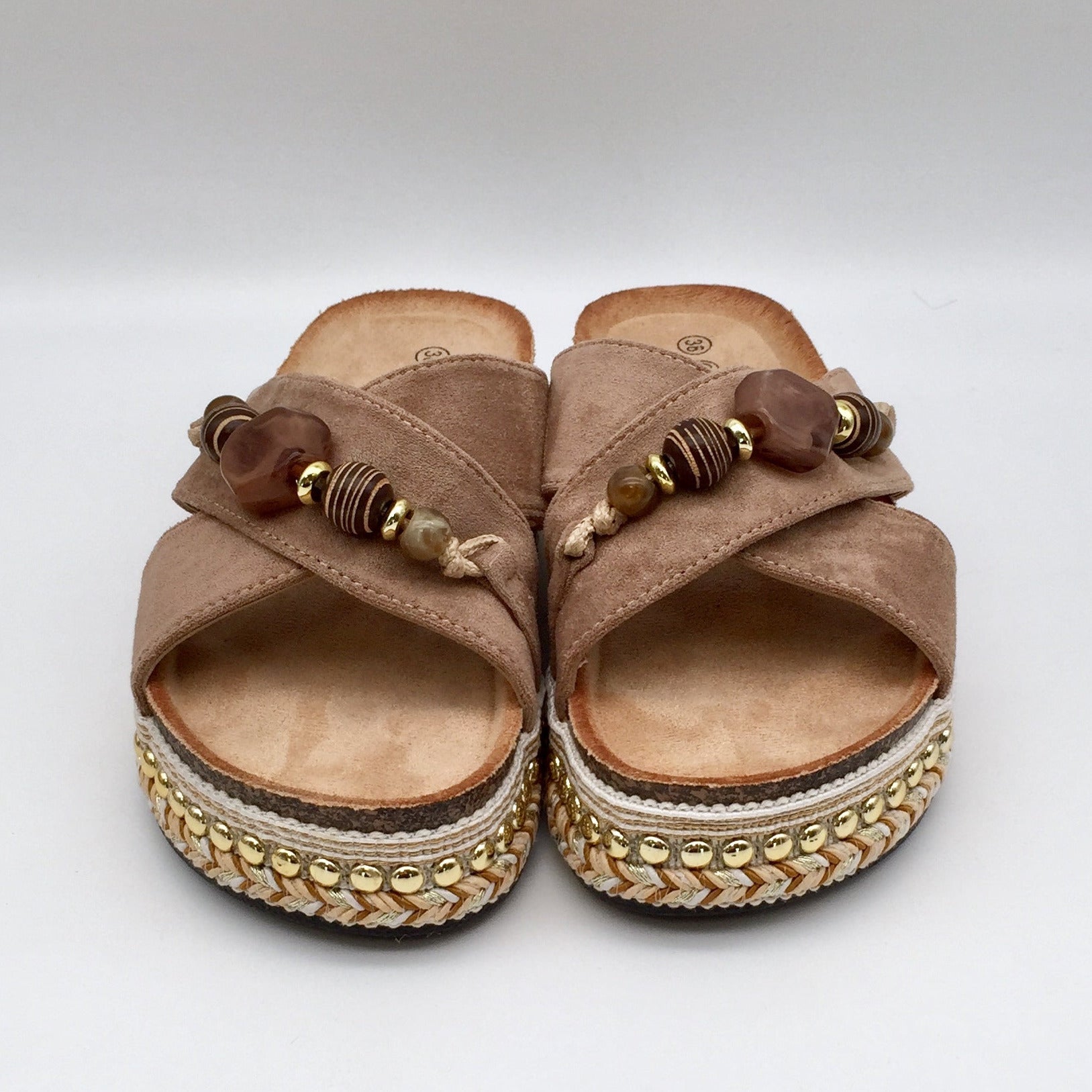 Boho Schlappen Pearls & Stones