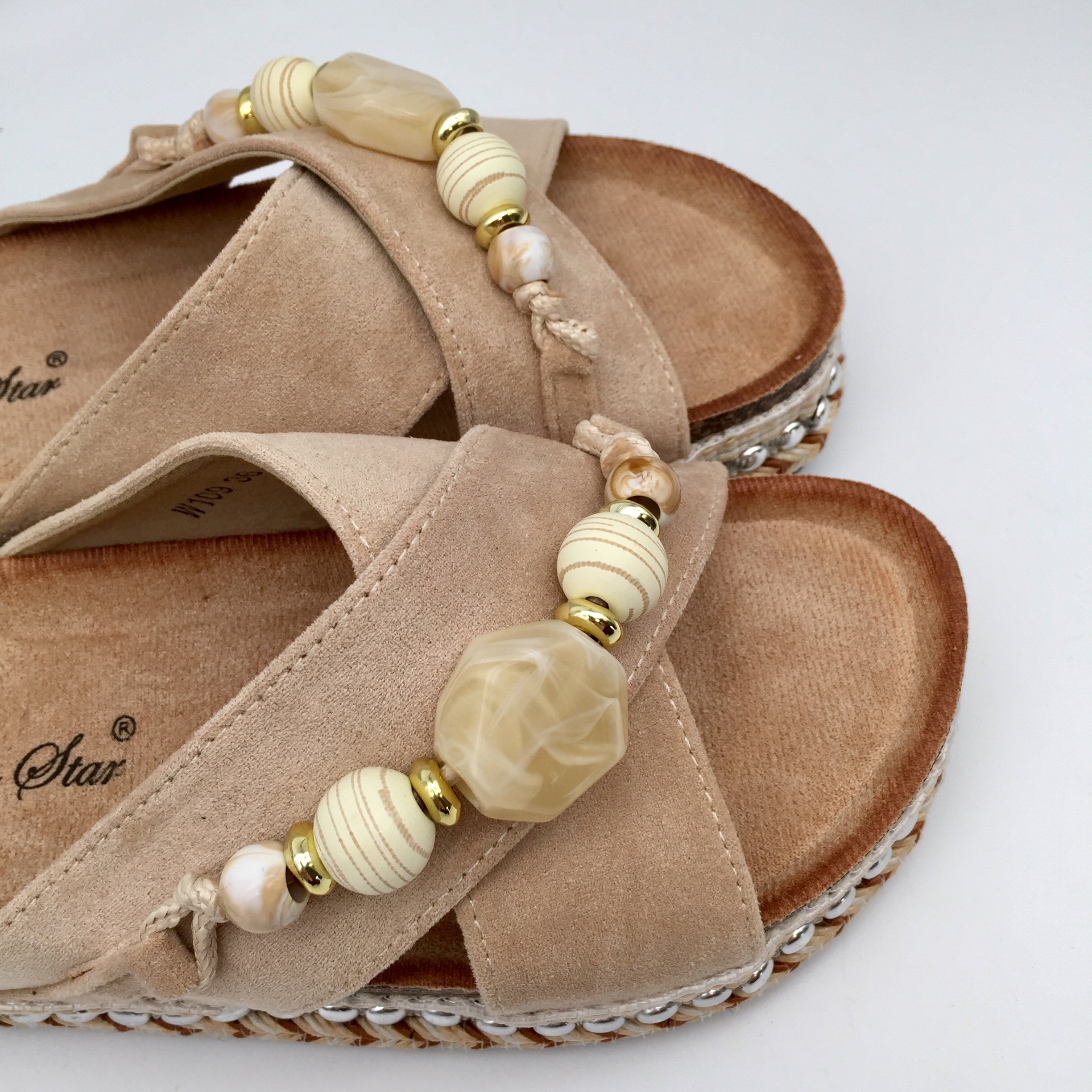 Boho Schlappen Pearls & Stones