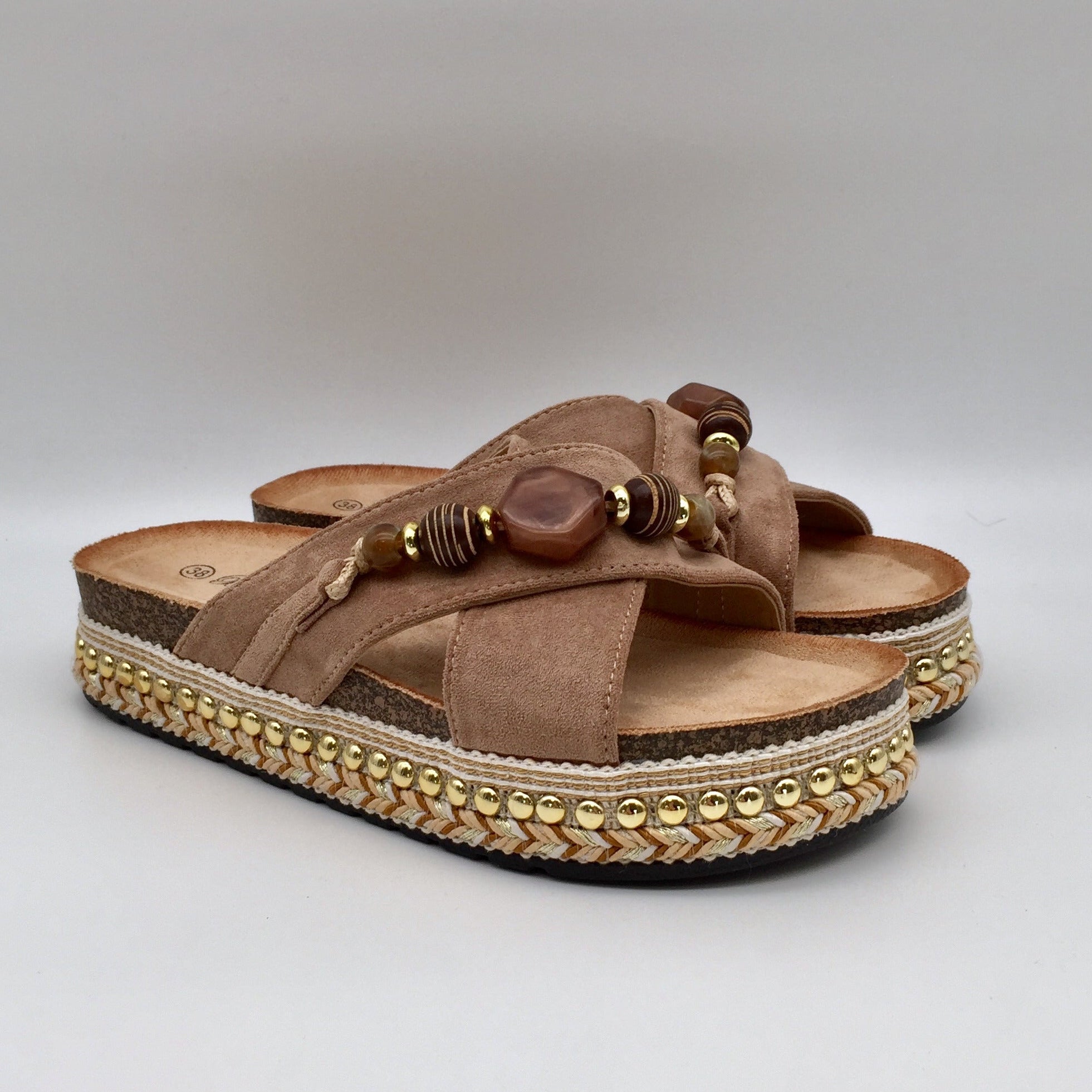 Boho Schlappen Pearls & Stones