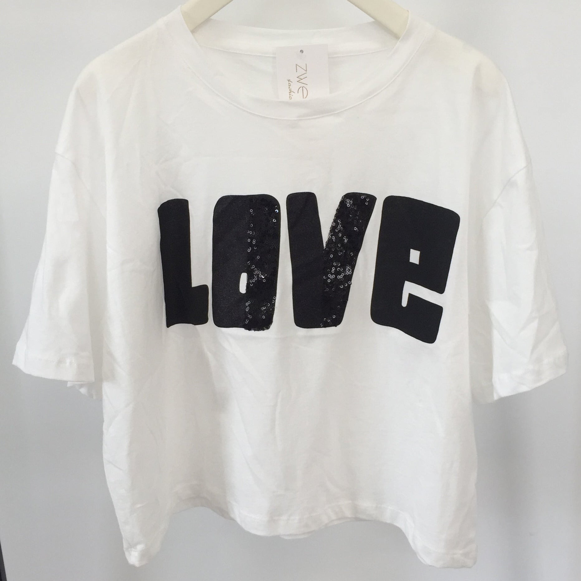 Midi T-Shirt Pailletten-Aufdruck