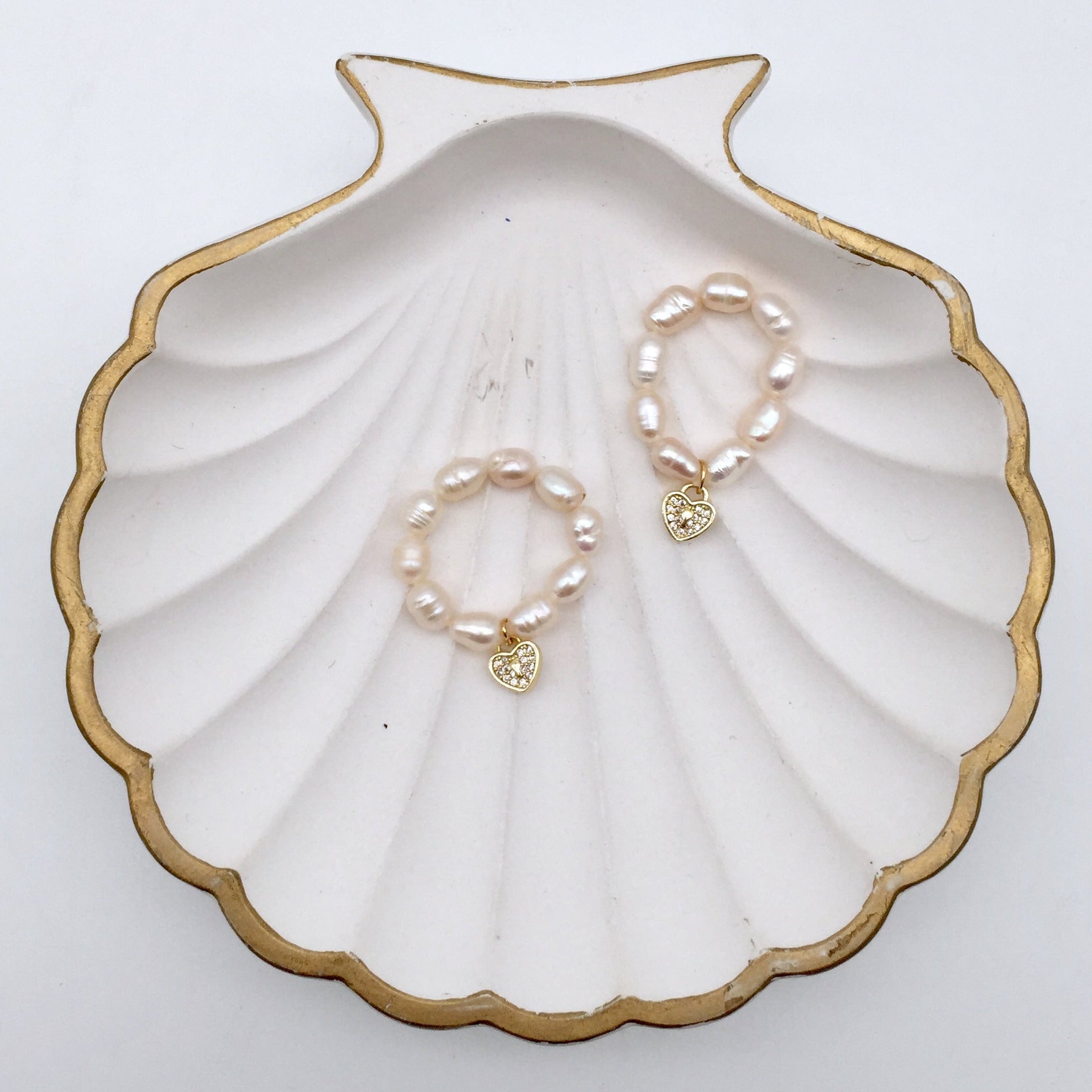 Ring Pearls mit Herz Anhänger