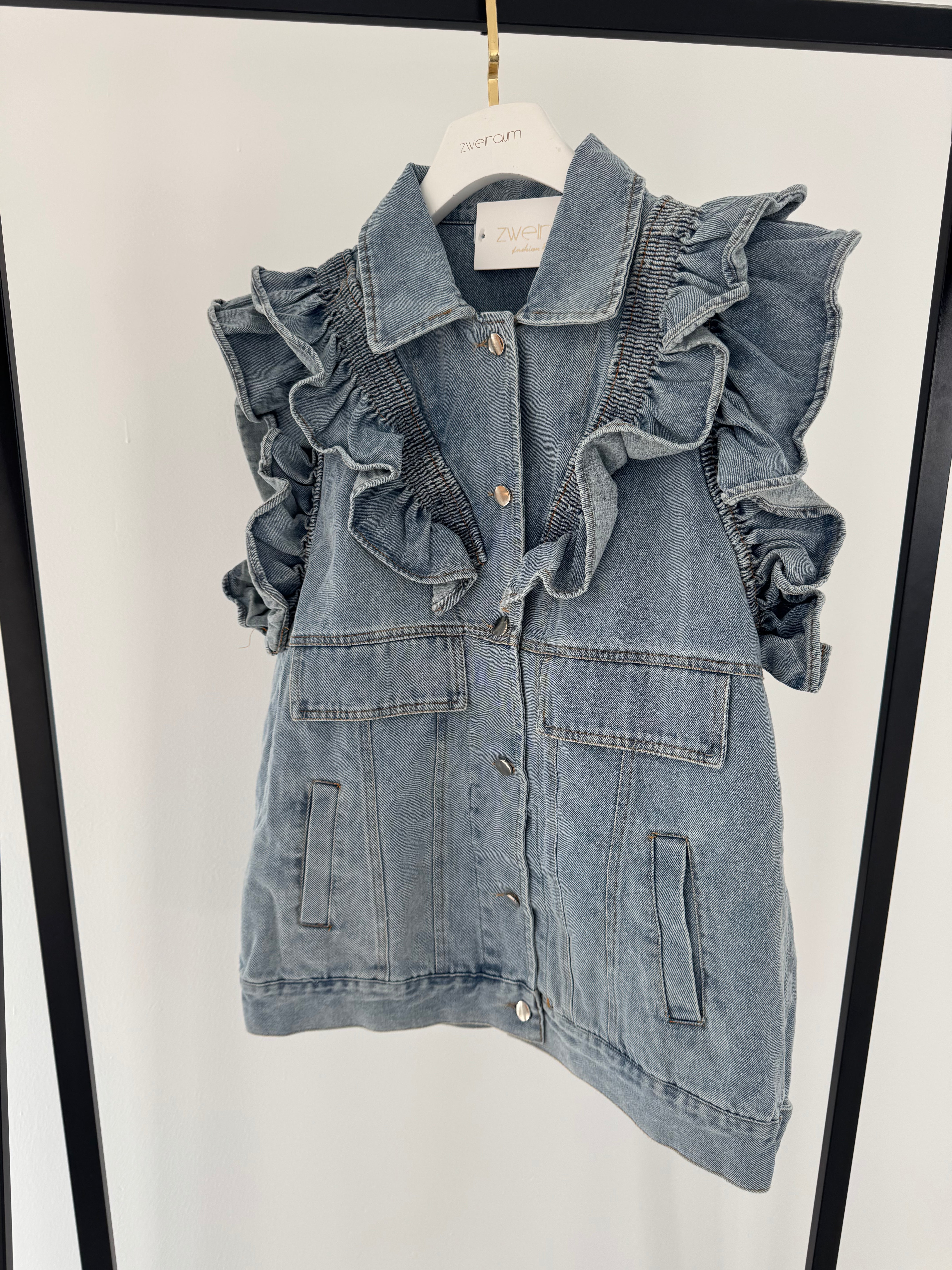 Jeans Weste mit Rüschen