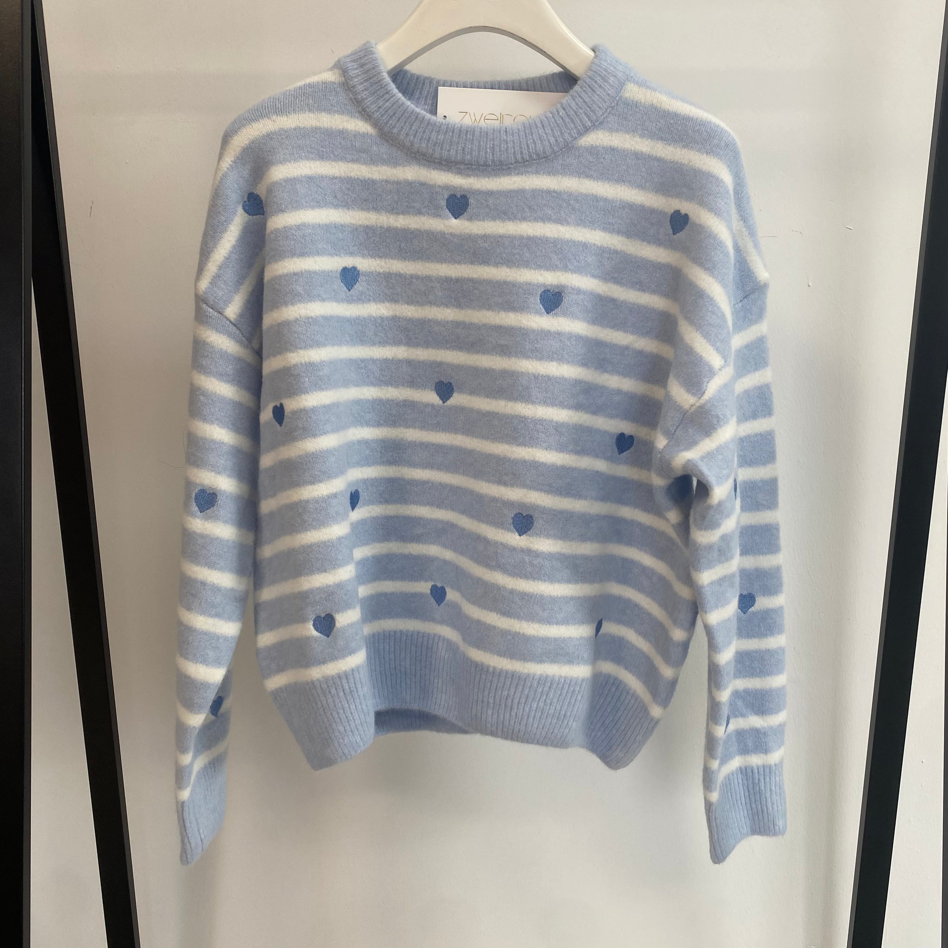 Midi Strick Pulli Hearts/Stripes