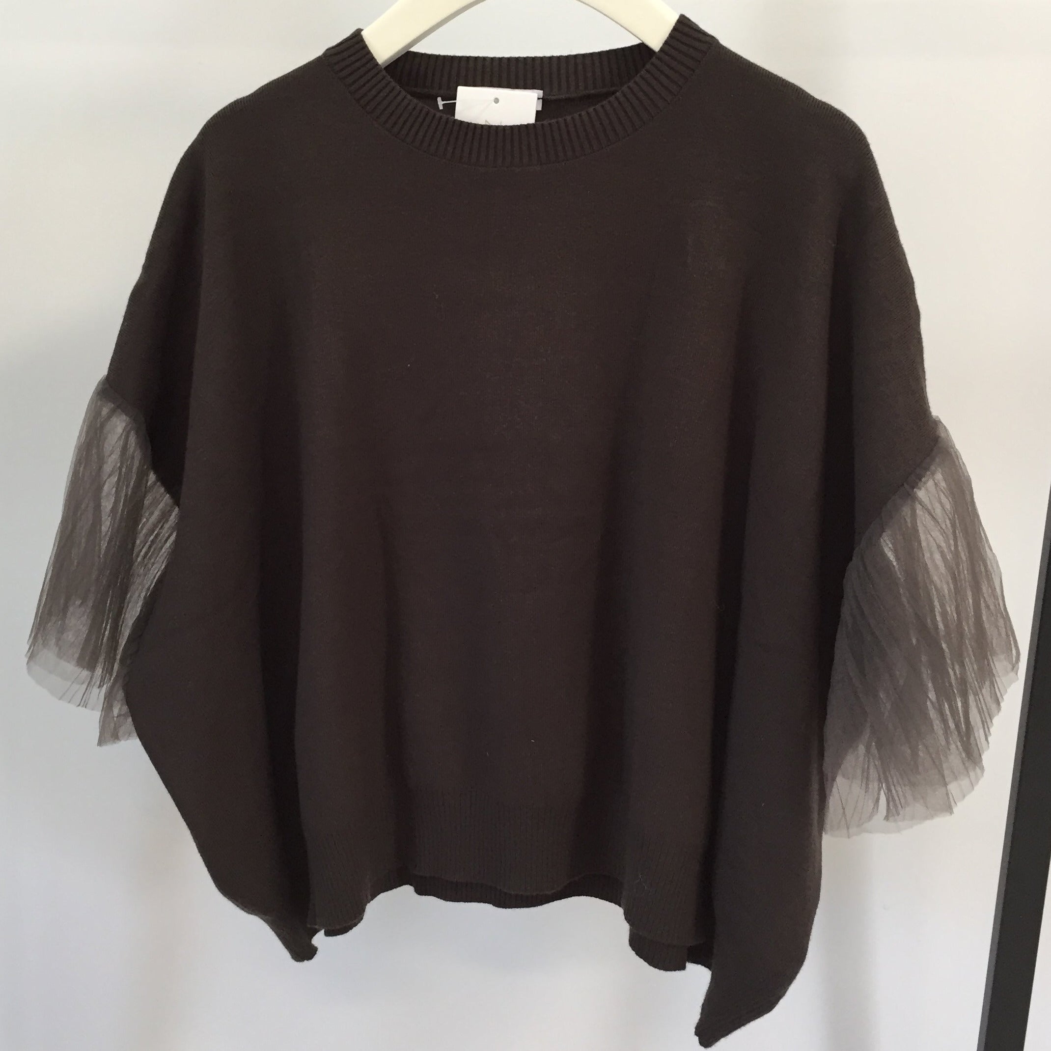 Oversize Oberteil Mesh Plissee Ärmel