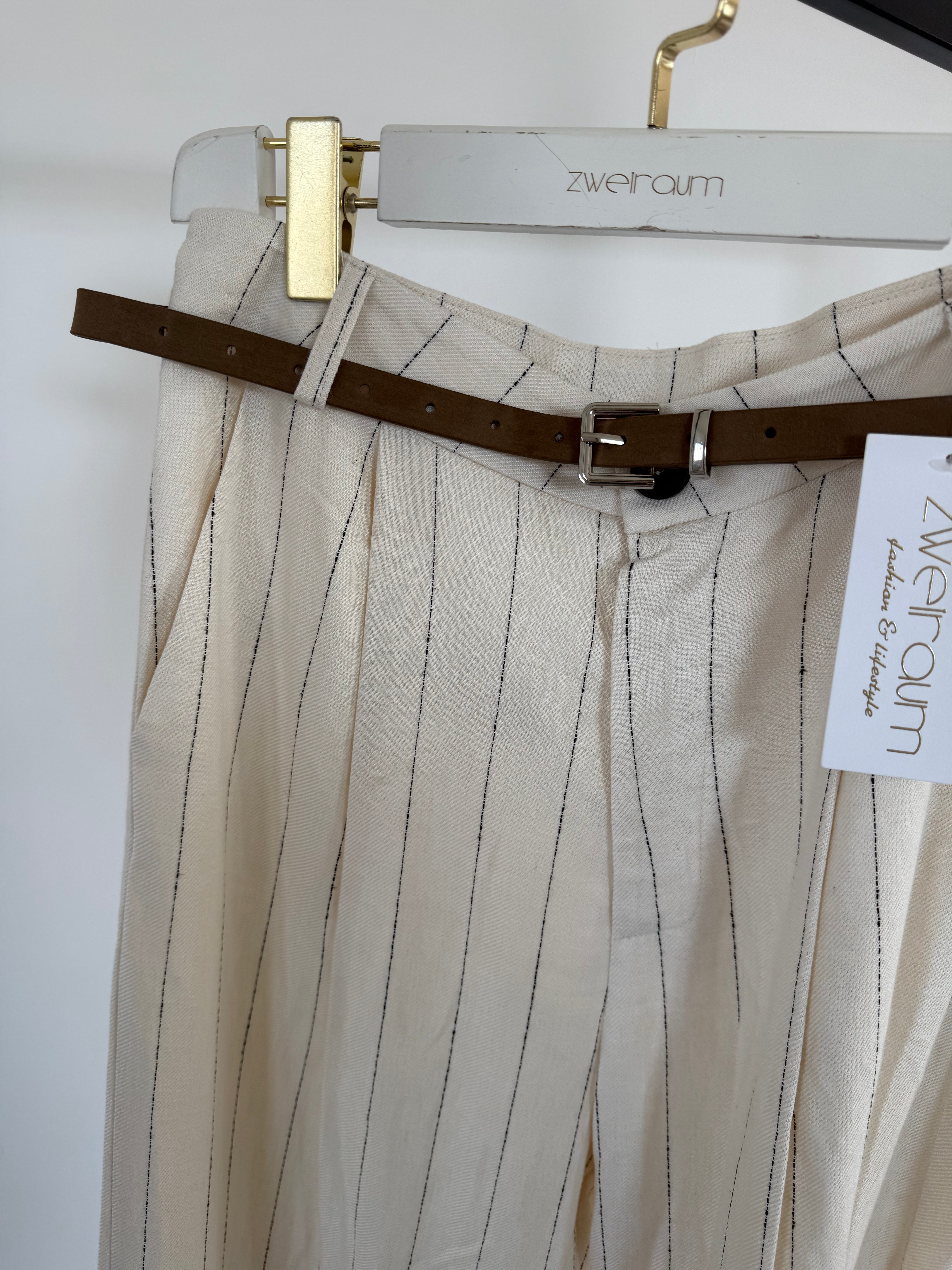 Hose Pin Stripe Leinenoptik