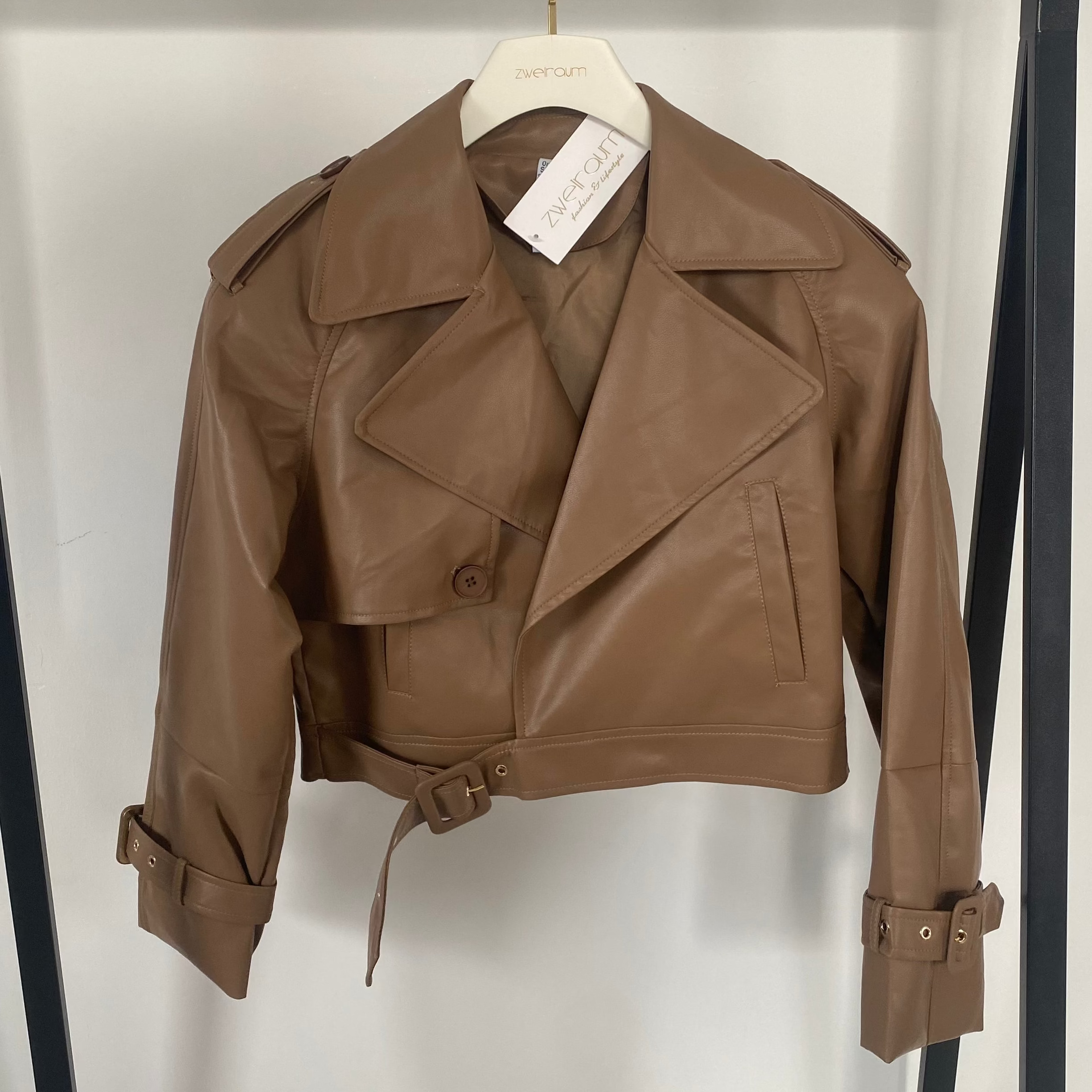 Cropped Jacke Leder Optik