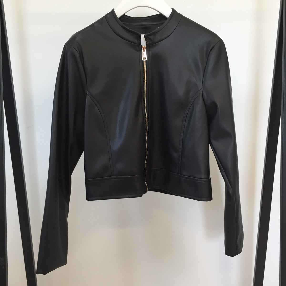 Cropped Jacke Lederoptik