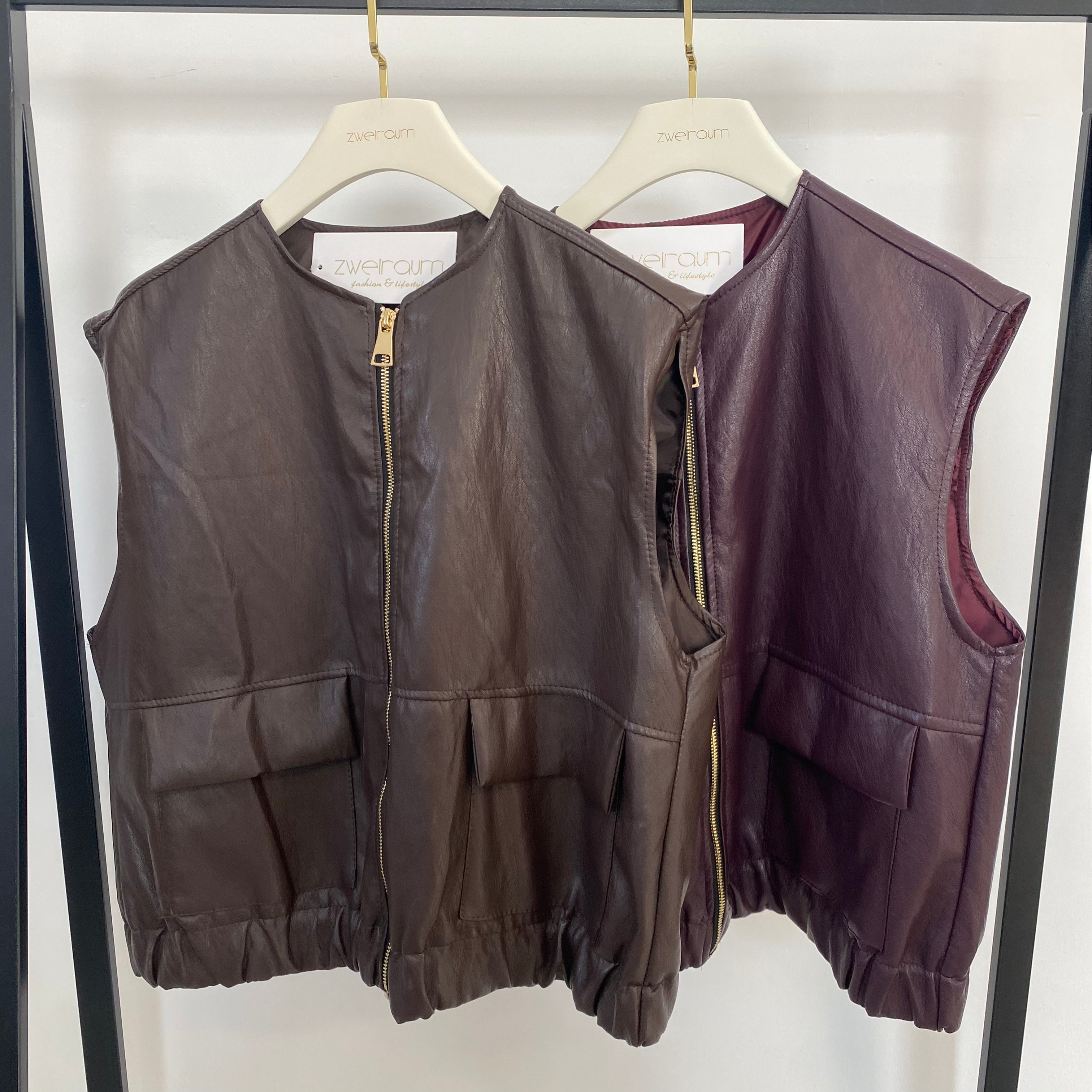 Zip Weste Lederoptik