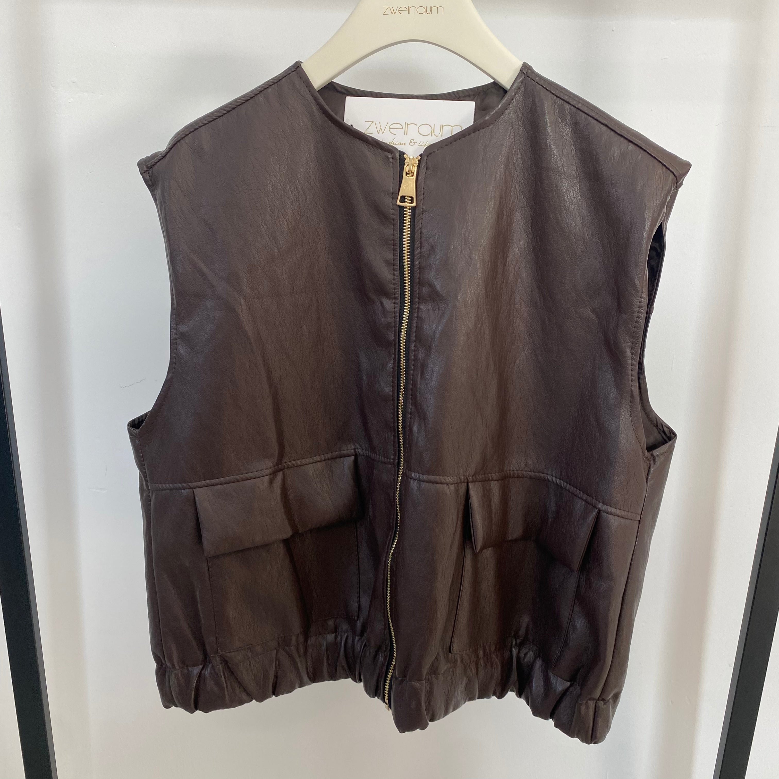 Zip Weste Lederoptik
