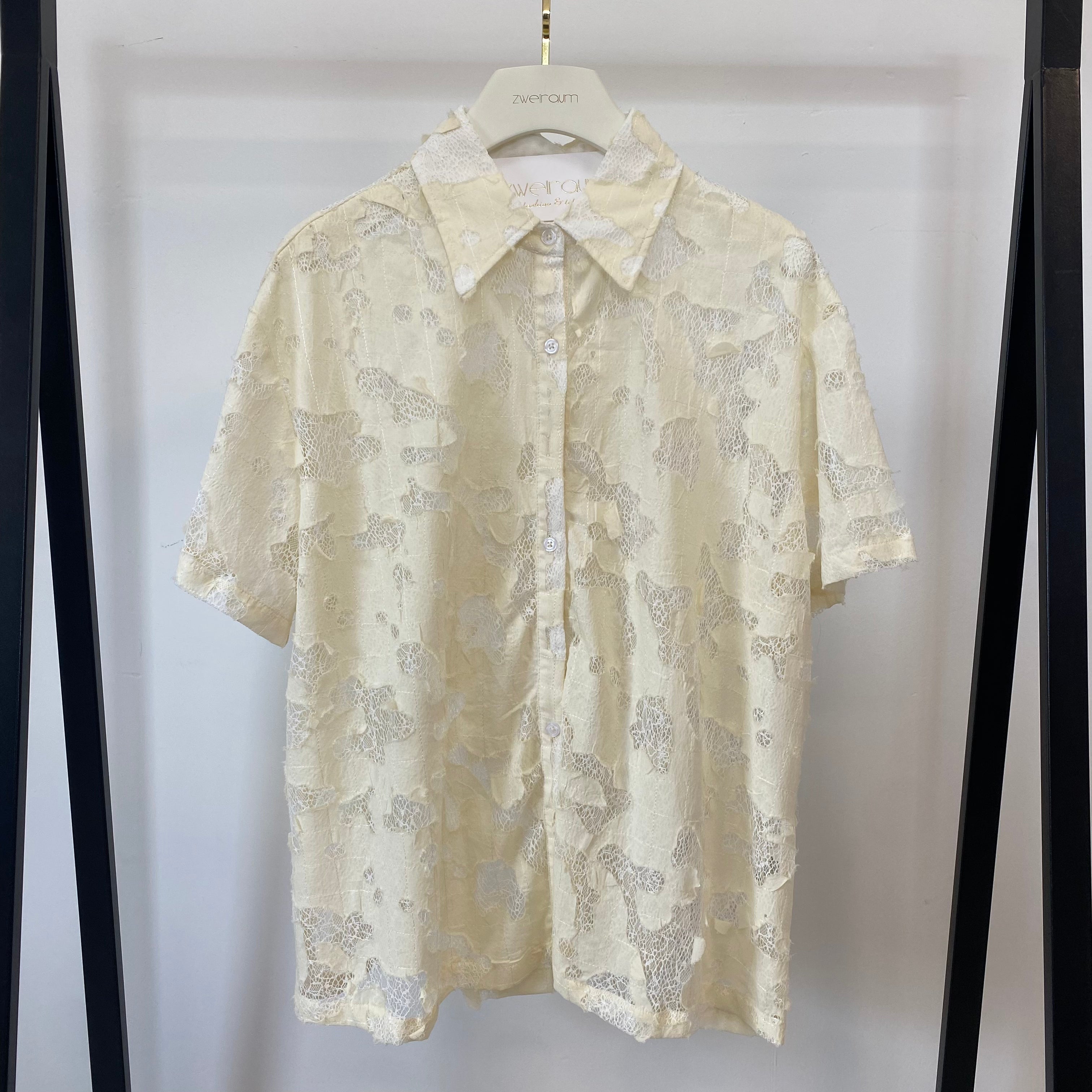 Structured Lace Kurzarm Hemd
