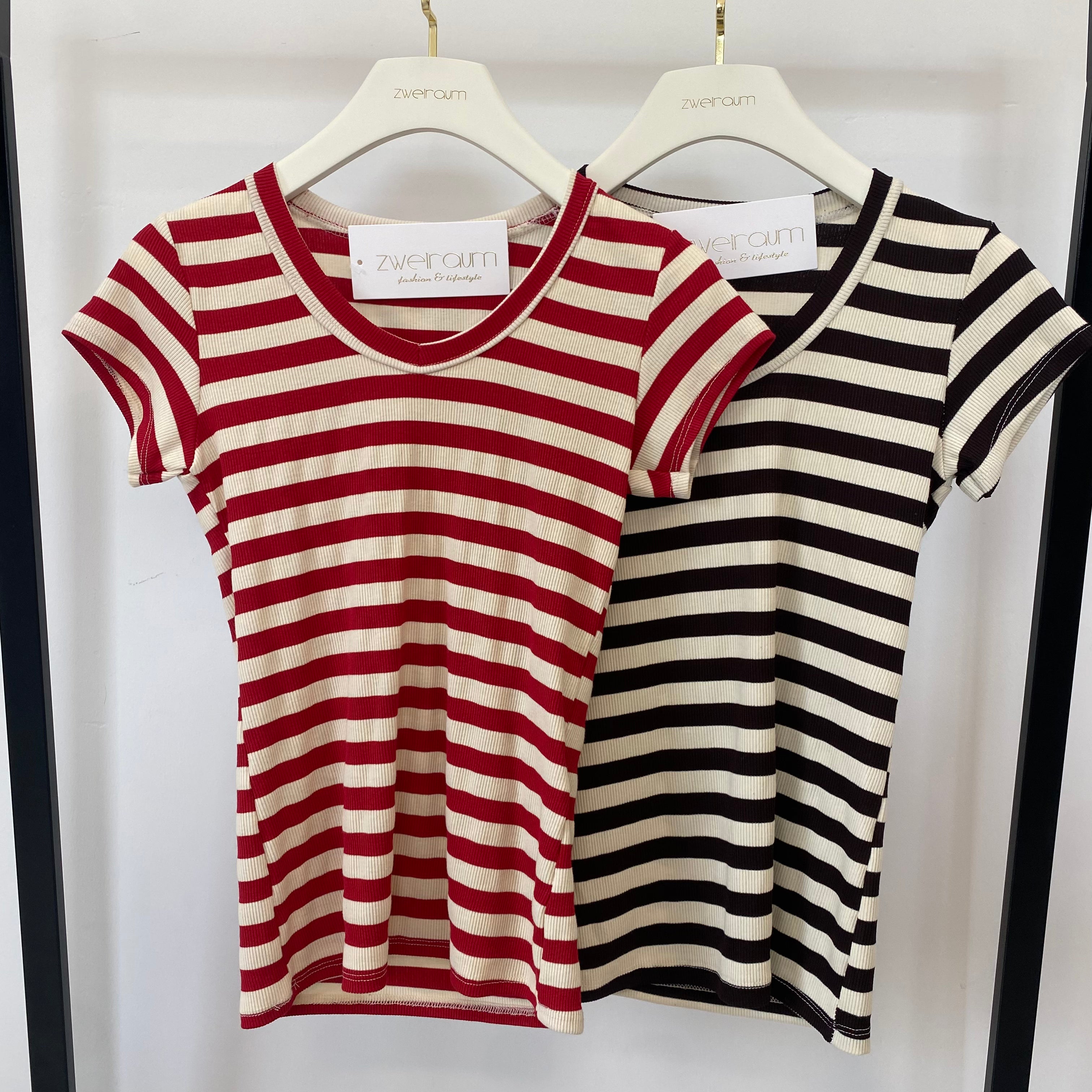 Ribbed Kurzarmshirt Stripes
