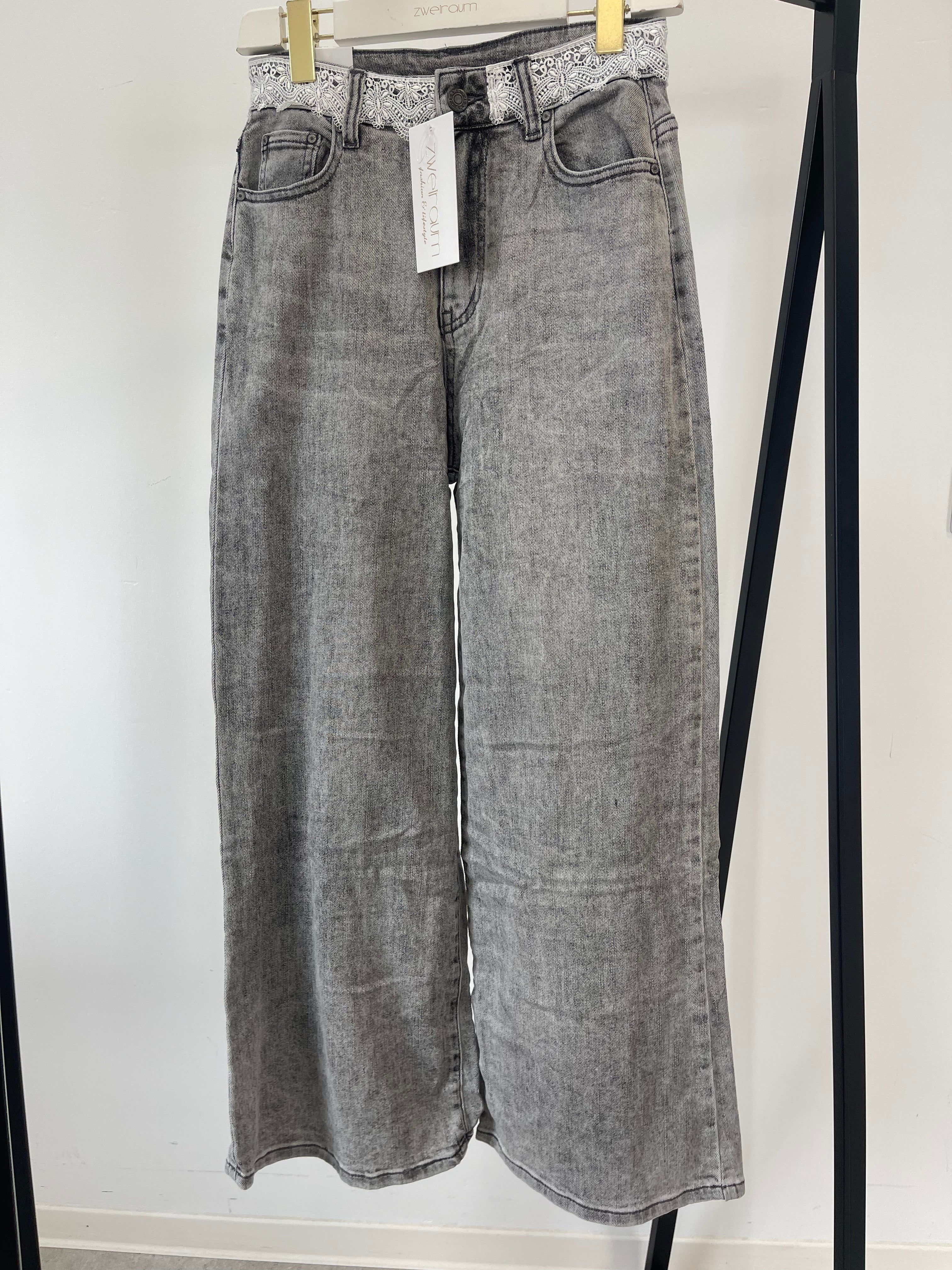 Straight Jeans Lace Waistband