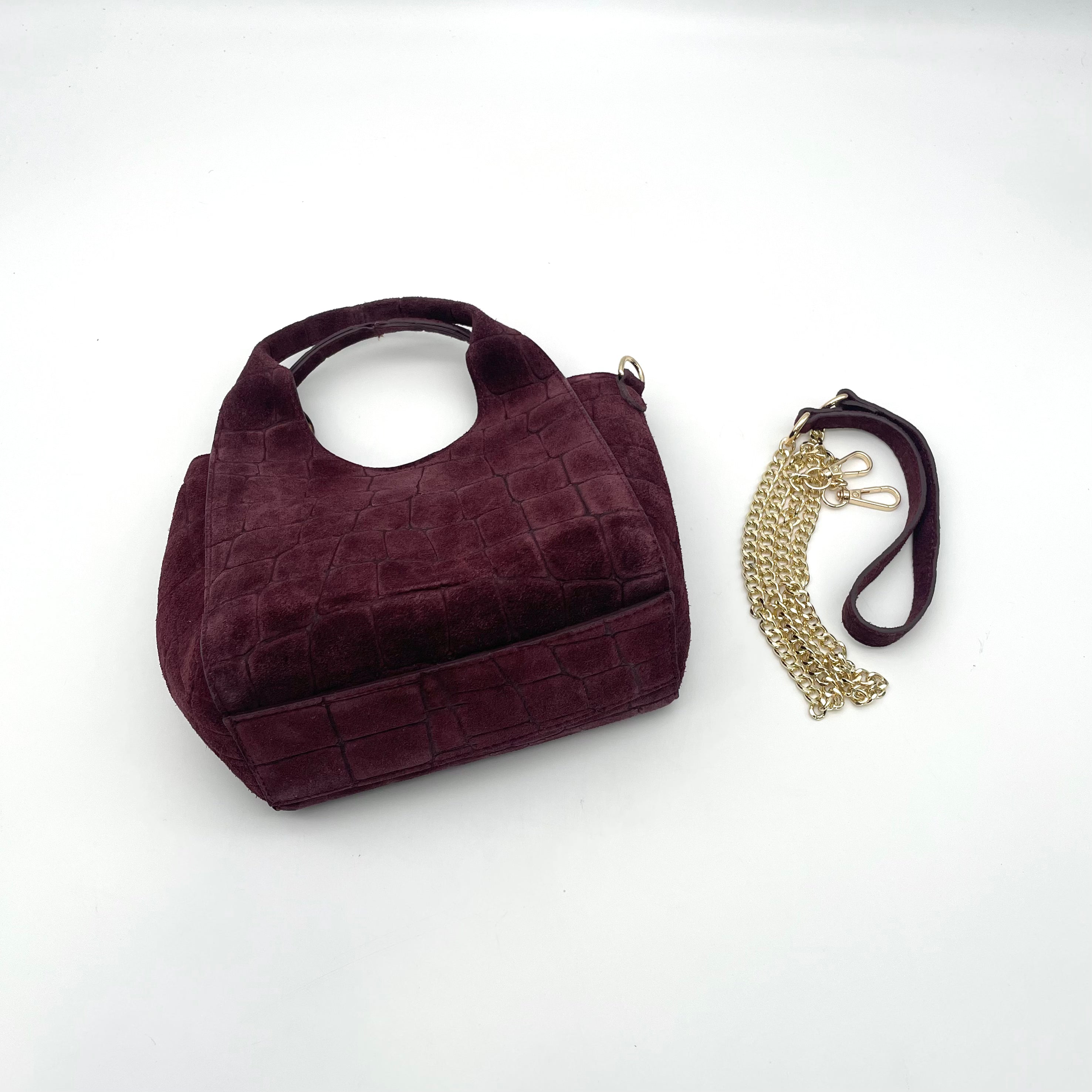 Mini Wildleder Kroko Tasche