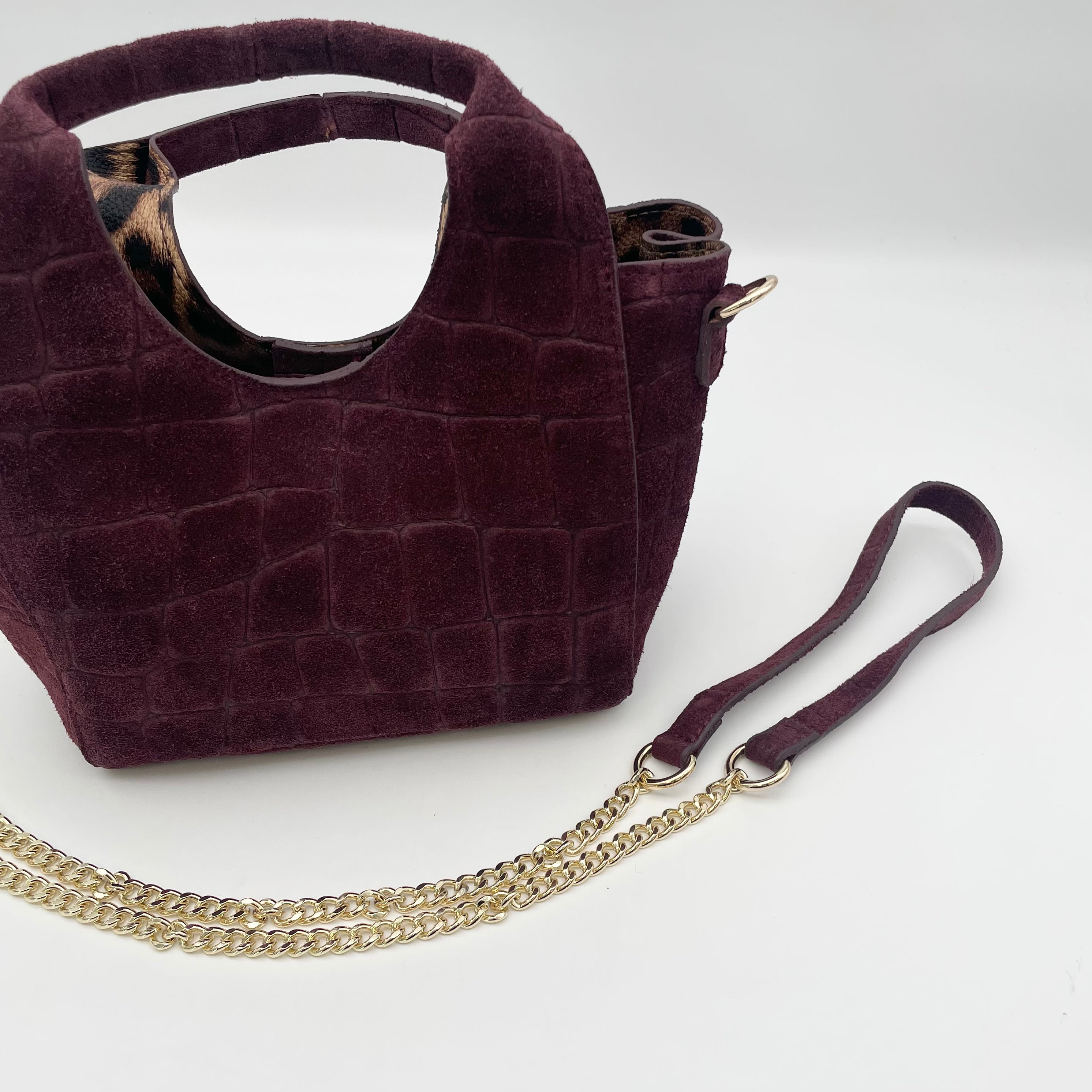 Mini Wildleder Kroko Tasche